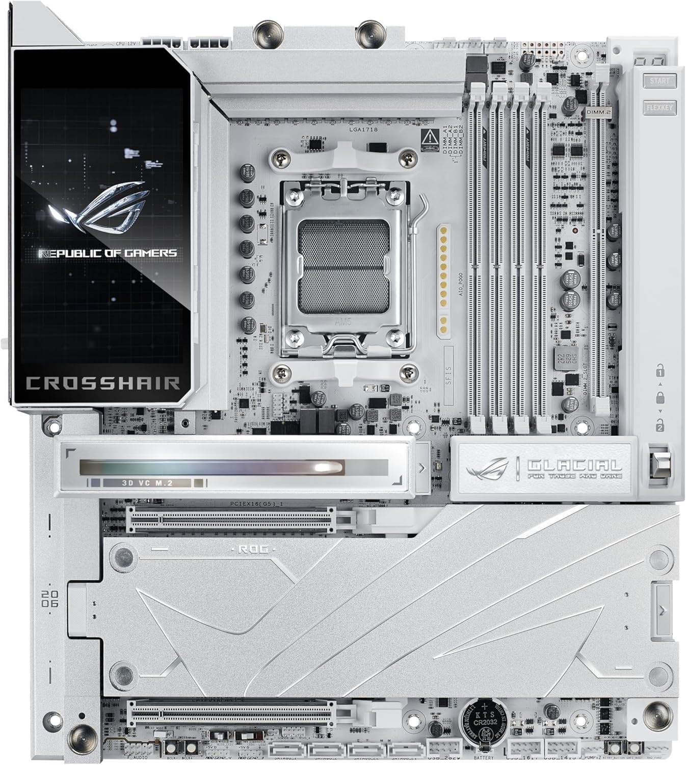 Материнская плата ASUS ROG CROSSHAIR X870E GLACIAL AM5 E-ATX 4xDDR5 2xPCIEx16 2xM.2 2xUSB-C 2x10GLAN