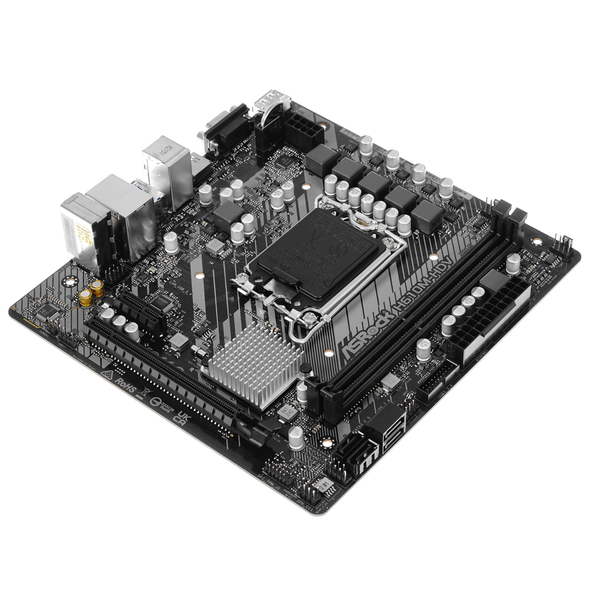 Материнская плата ASRock H610M-HDV, LGA 1700, Intel H610, 2xDDR4, 4xSATA, 1xPCIe 4.0 x16, 1xPCIe x1,