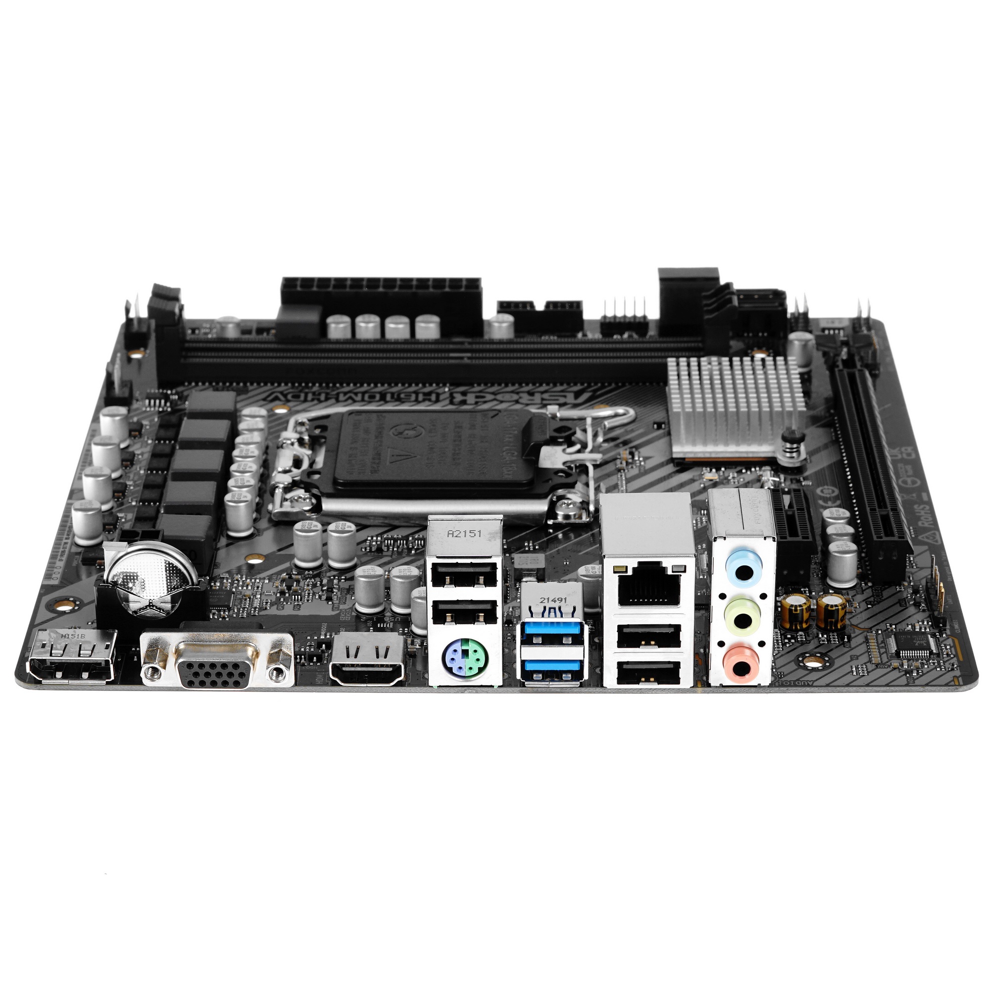 Материнская плата ASRock H610M-HDV, LGA 1700, Intel H610, 2xDDR4, 4xSATA, 1xPCIe 4.0 x16, 1xPCIe x1,