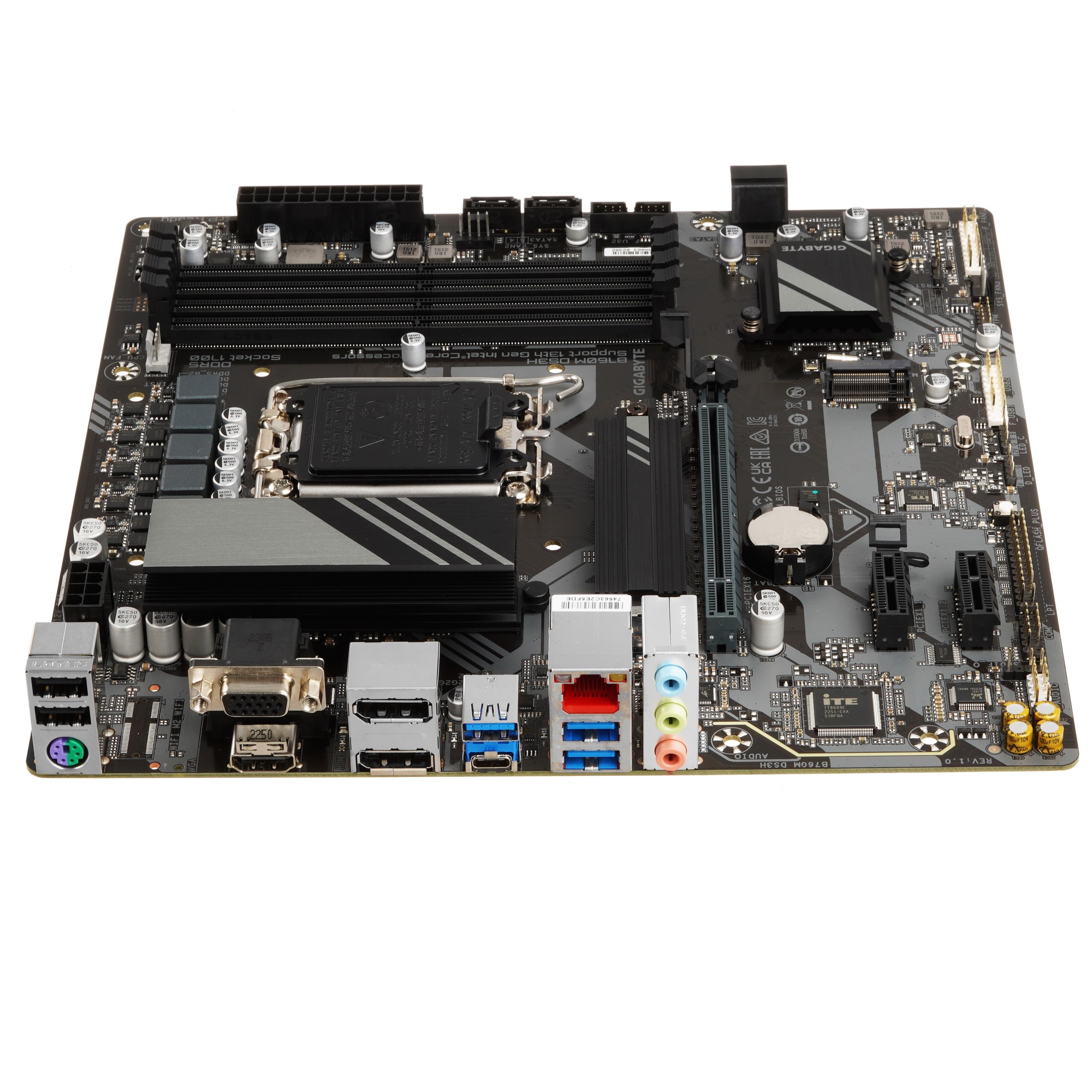 Материнская плата Gigabyte B760M DS3H, LGA 1700, Intel B760, 4xDDR5, 4xSATA, 2xM.2, 1xPCIe 4.0 x16,