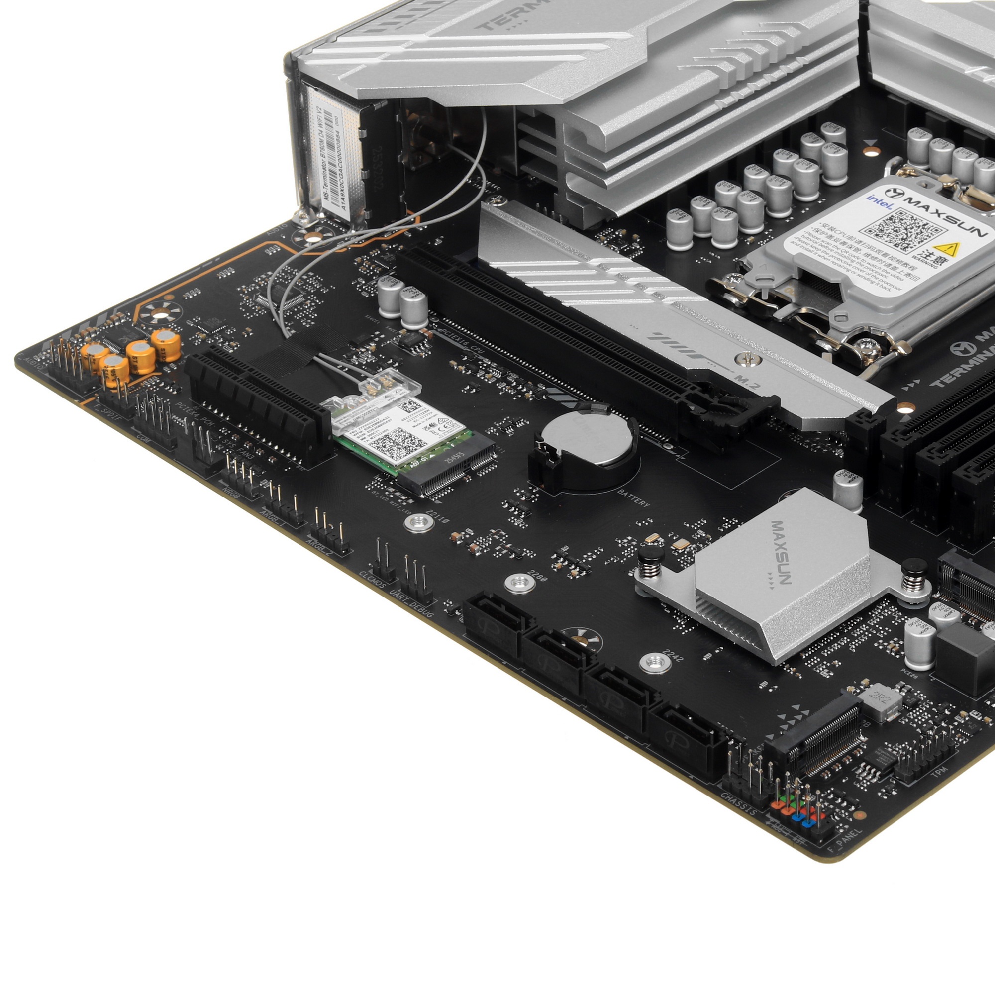 Материнская плата Maxsun MS-Terminator B760M D4 WIFI V2 (Socket 1700, mATX, 4*DDR4(128Gb), DP/HDMI,