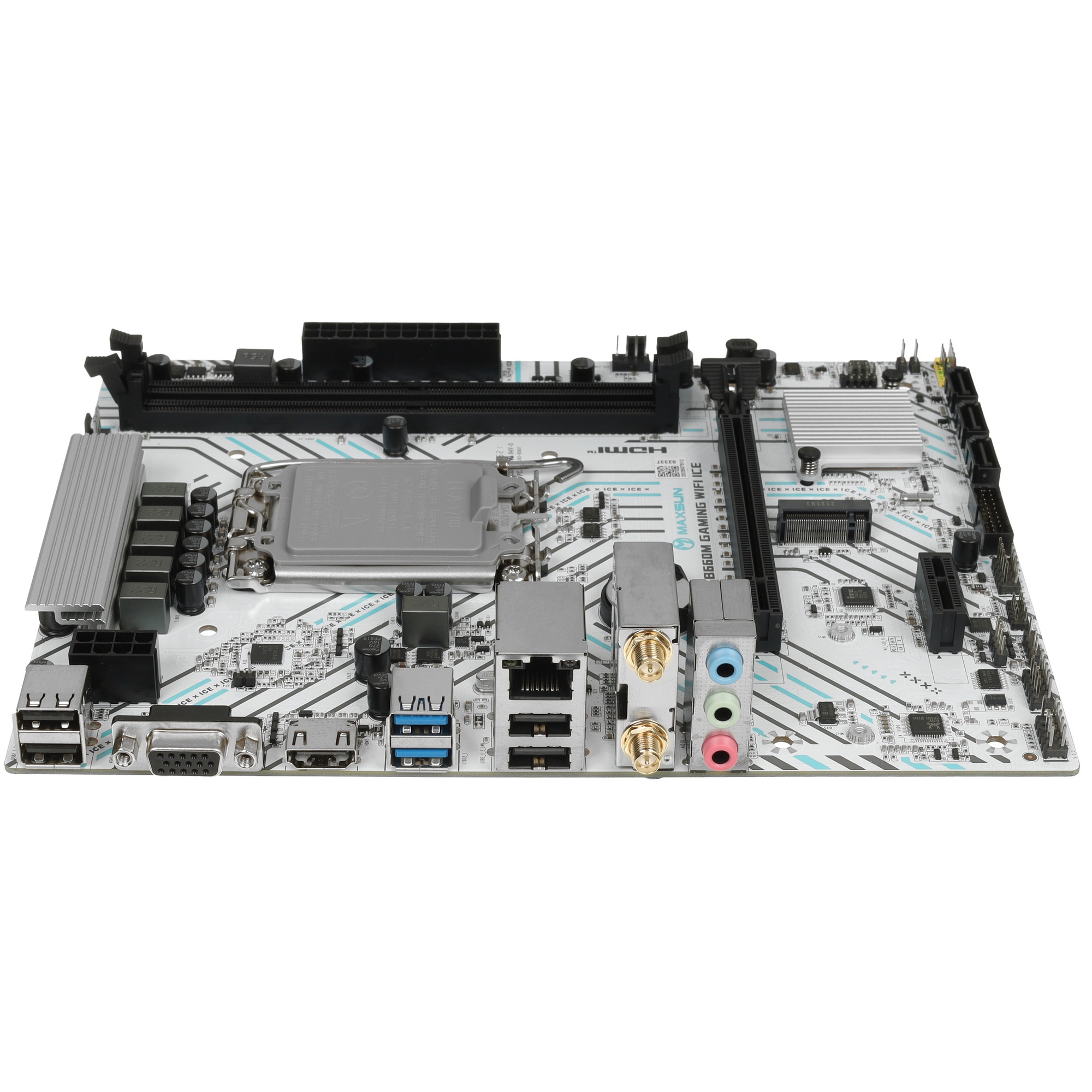 Материнская плата Maxsun MS-B660M GAMING WIFI ICE (Socket 1700, mATX, 2*DDR4(64Gb), VGA/HDMI, 3*SATA