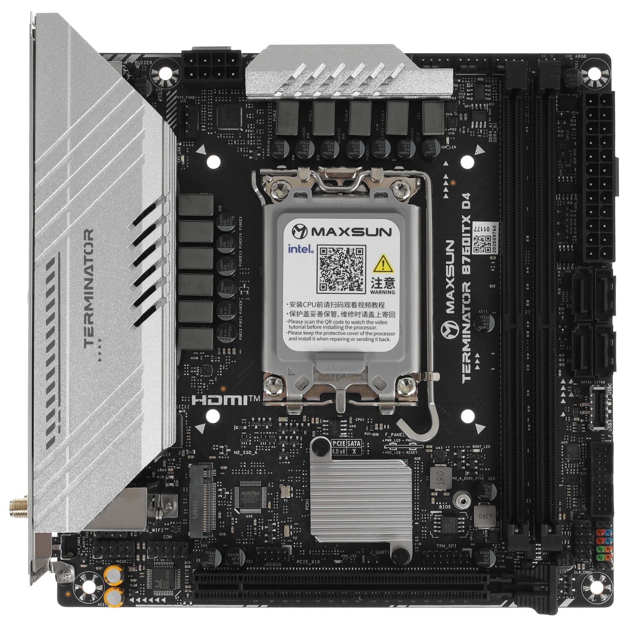 Материнская плата Maxsun MS-Terminator B760ITX D4 WIFI V3 (Socket 1700, mini-ITX, 2*DDR4(64Gb), DP/H