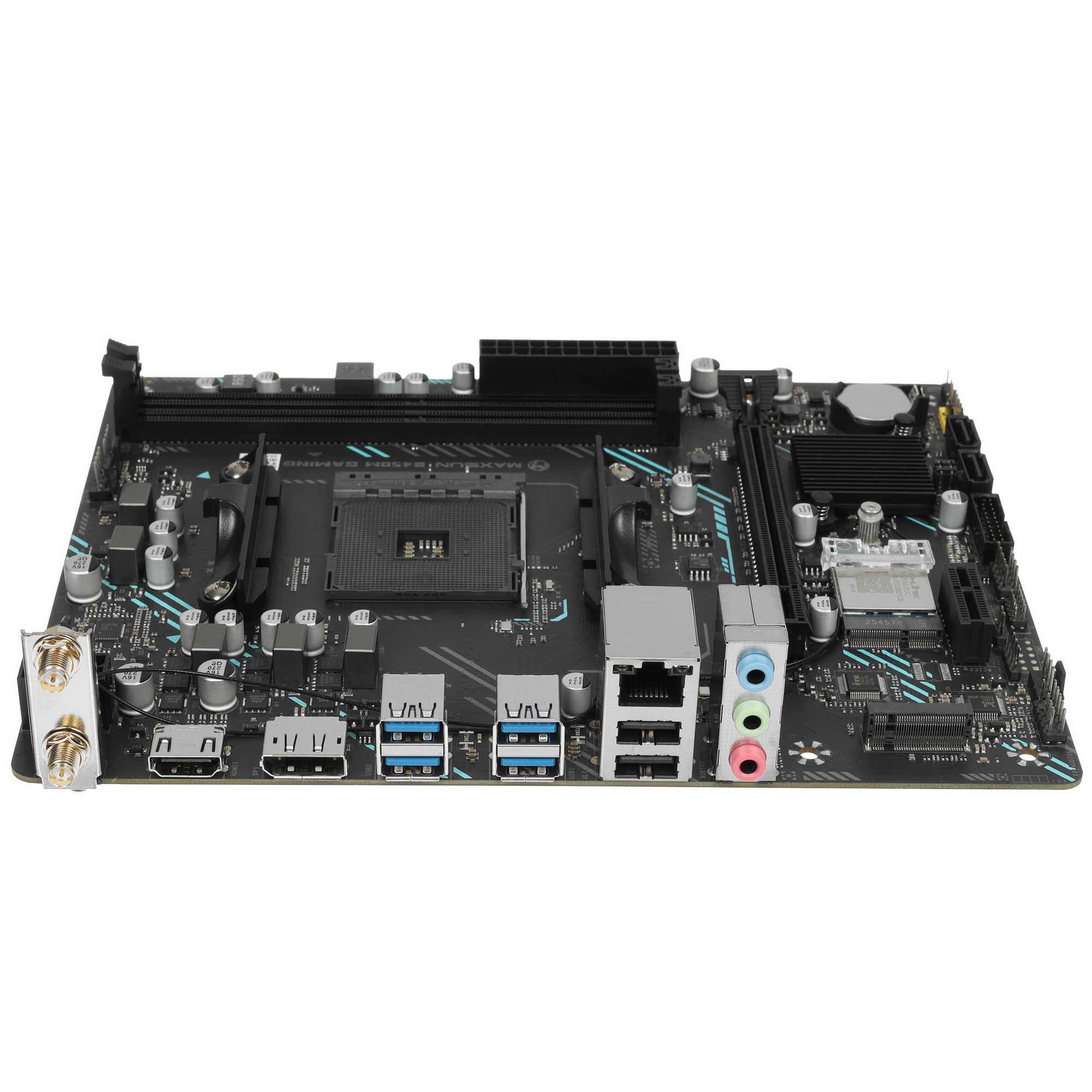 Материнская плата Maxsun MS-B450M GAMING WIFI (Socket  AM4, mATX, 2*DDR4 (64Gb), DP/HDMI, 2*SATA3, 1