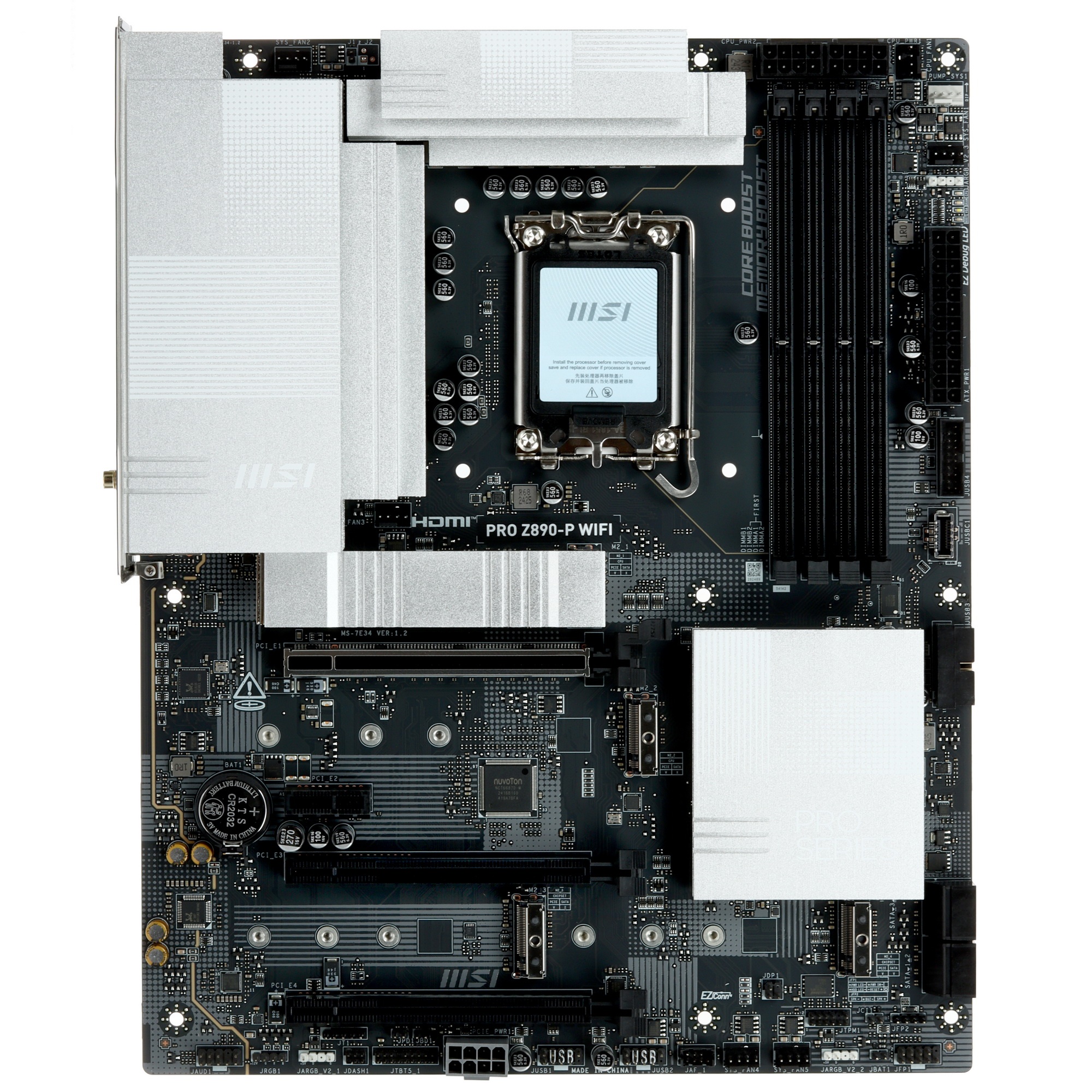 Материнская плата MSI PRO Z890-P WIFI, LGA 1851, Intel Z890, 4xDDR5, 4xSATA, 4xM.2, 1xPCIe 5.0 x16,