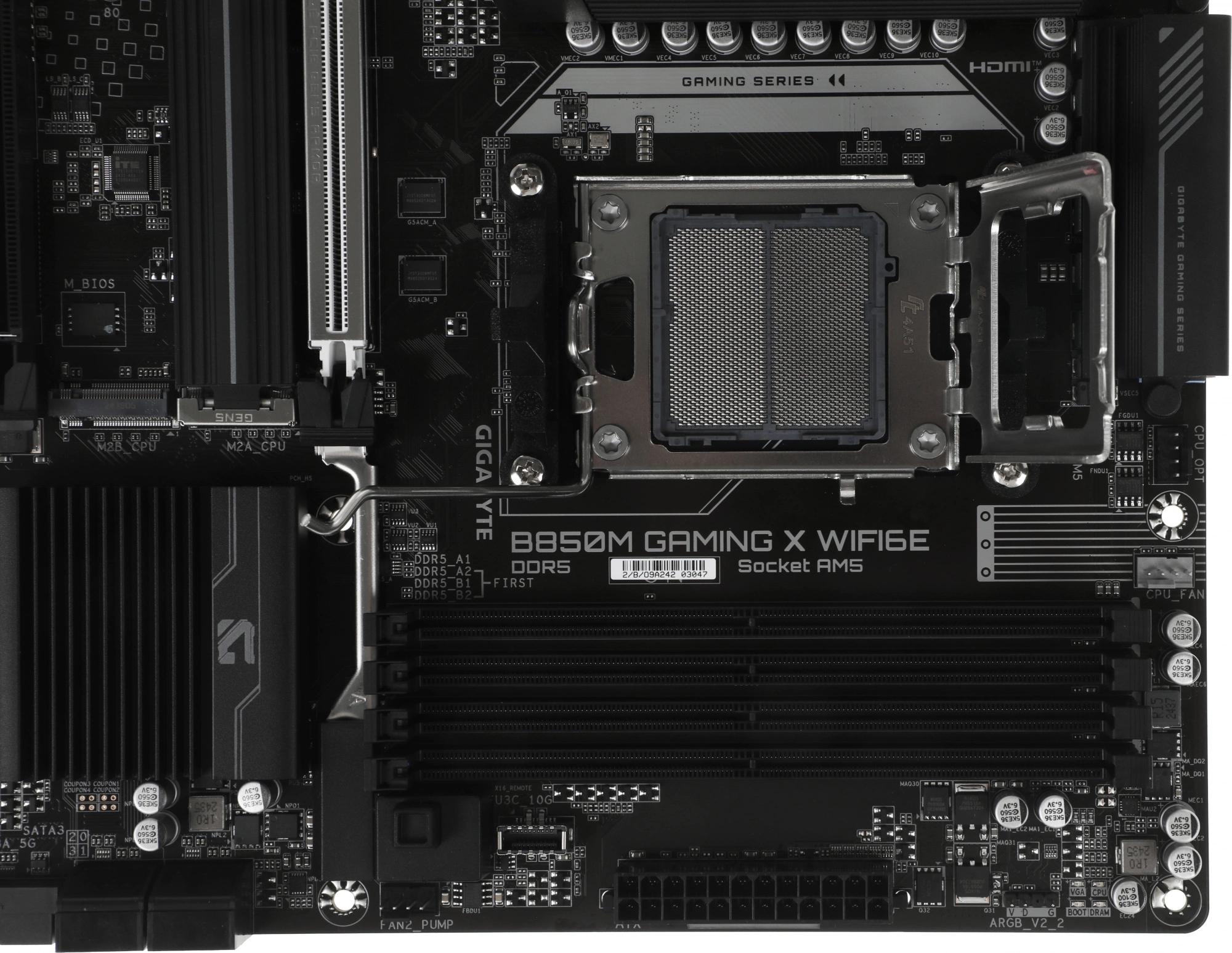 Материнская плата Gigabyte B850M GAMING X, AM5, AMD B850, 4xDDR5, 4xSATA, 2xM.2, 1xPCI-E 5.0 x16, 1x