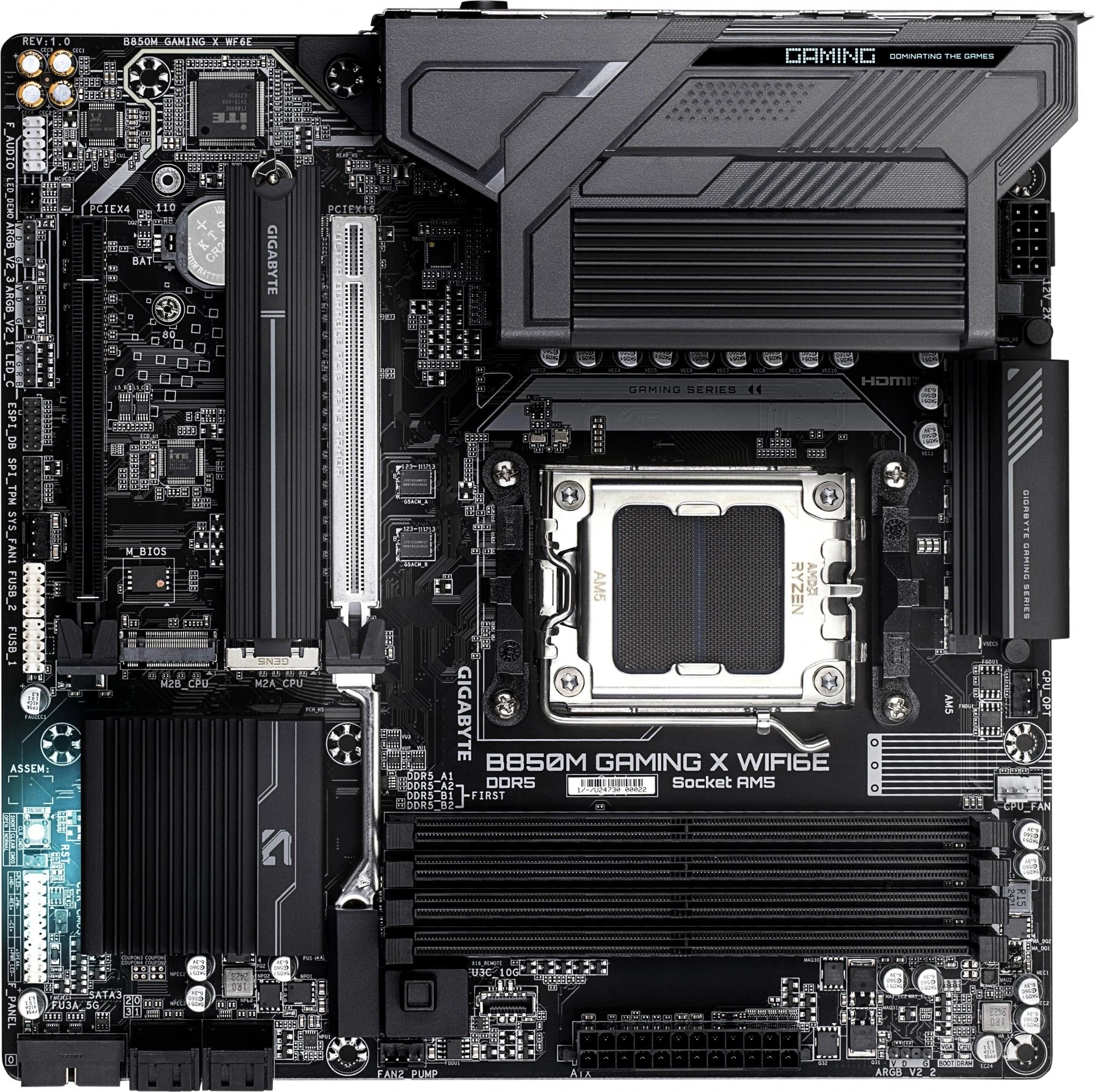 Материнская плата Gigabyte B850M GAMING X, AM5, AMD B850, 4xDDR5, 4xSATA, 2xM.2, 1xPCI-E 5.0 x16, 1x