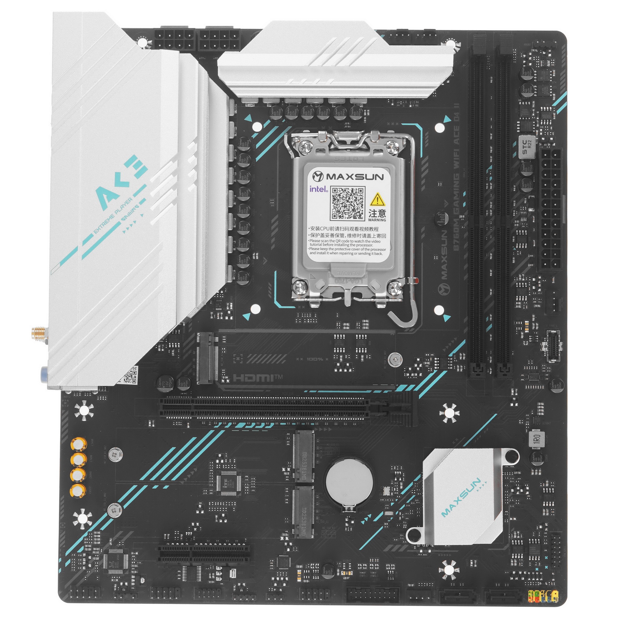 Материнская плата Maxsun MS-B760M GAMING WIFI ACE D4 II (Socket 1700, mATX, 2*DDR4(64b), DP/HDMI, 3*