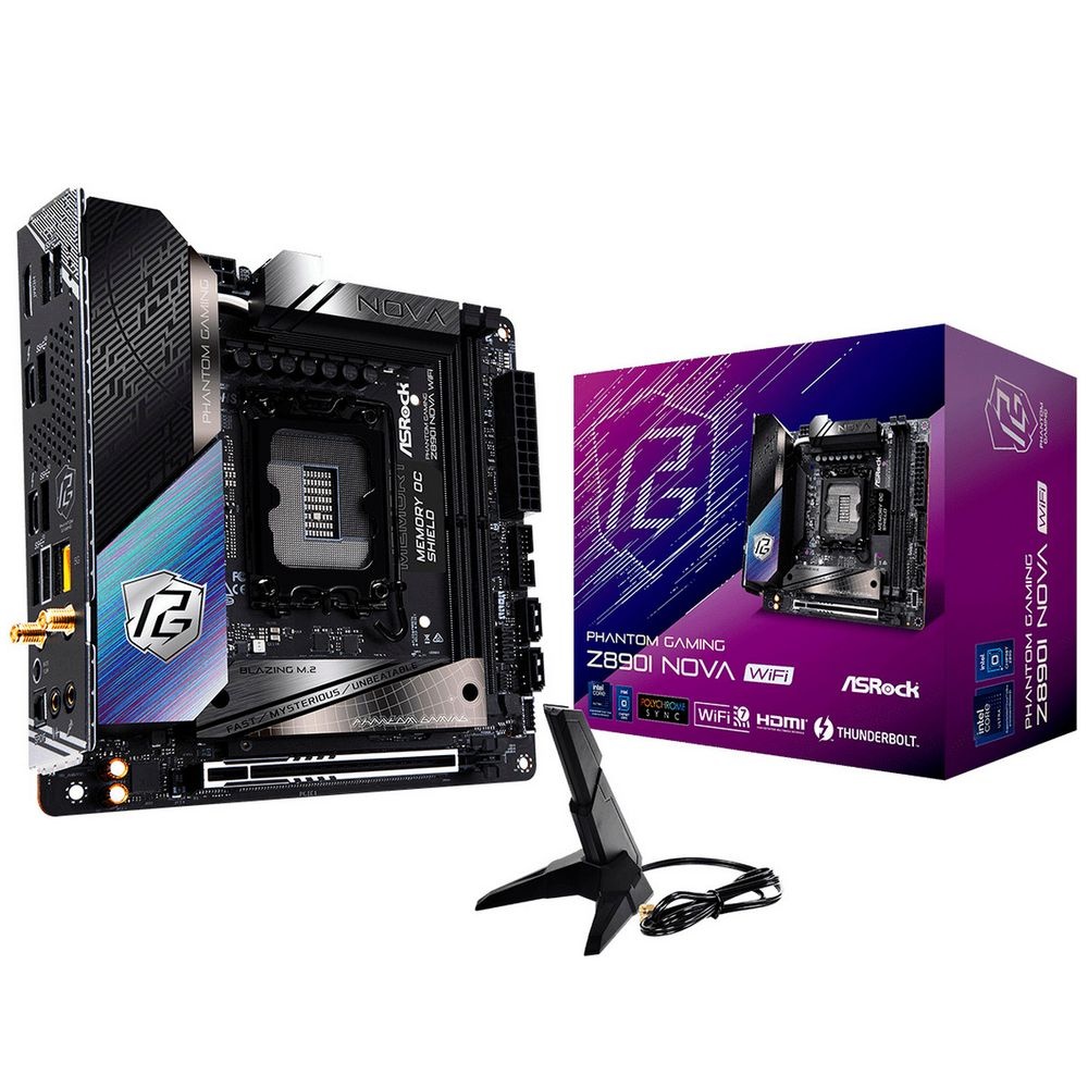 Материнская плата ASRock Z890I Nova WiFi, LGA 1851, Intel Z890, 2xDDR5, 2xSATA, 3xM.2, 1xPCIe 5.0 x1