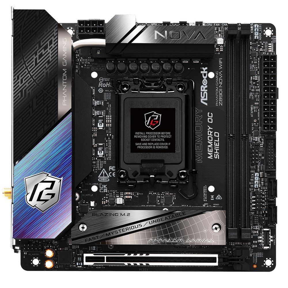 Материнская плата ASRock Z890I Nova WiFi, LGA 1851, Intel Z890, 2xDDR5, 2xSATA, 3xM.2, 1xPCIe 5.0 x1