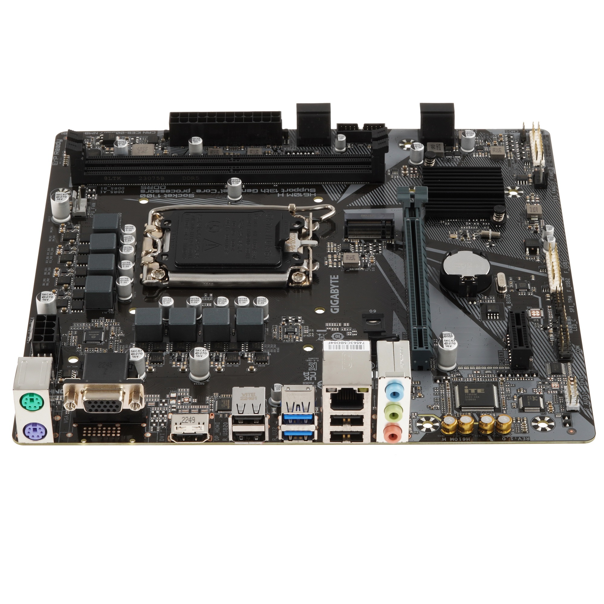 Материнская плата Gigabyte H610M H, LGA 1700, Intel H610, 2xDDR5, 4xSATA, 1xM.2, 1xPCIe 4.0 x16, 1xP