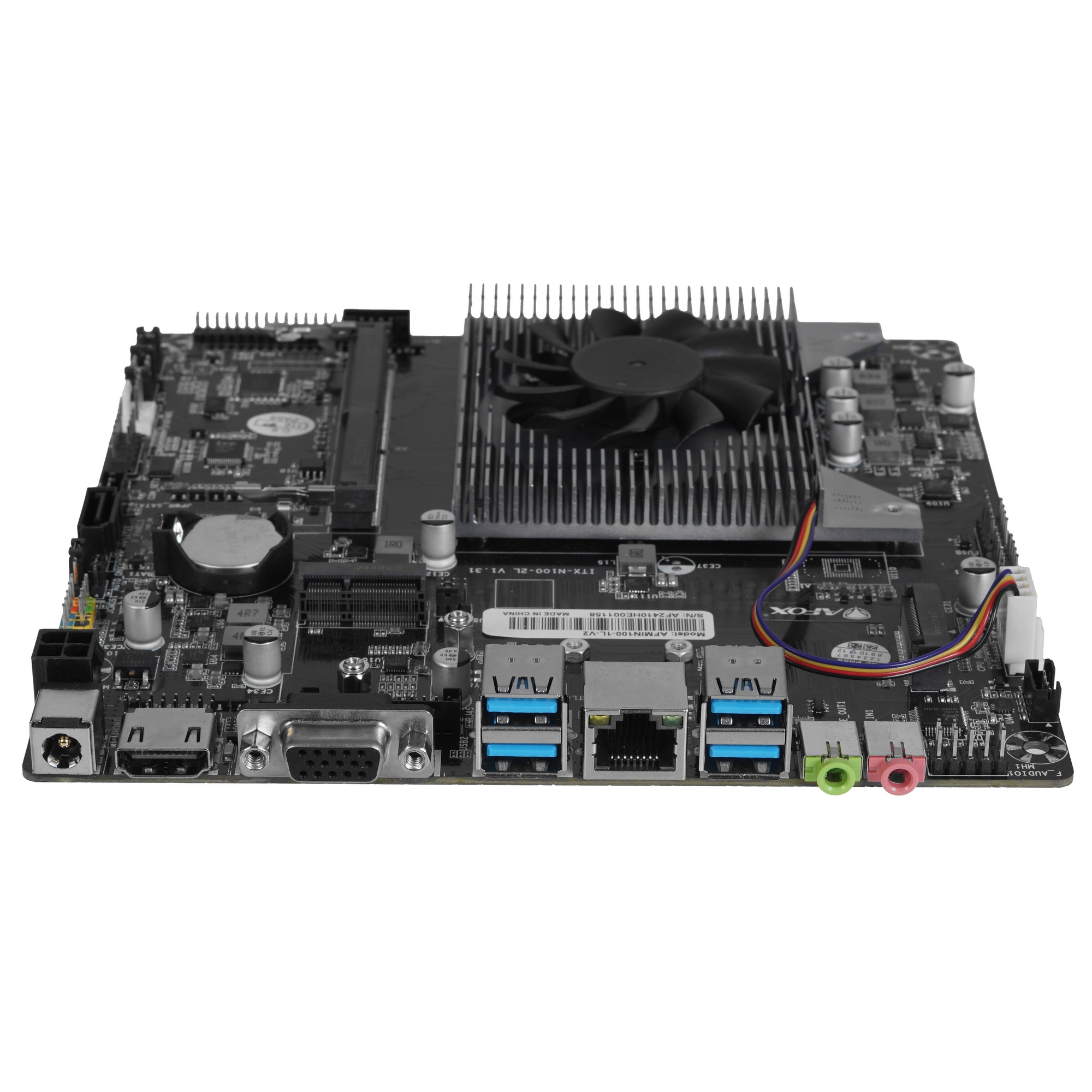 Материнская плата AFOX AFMIN100-1L-V2, Intel N100, SoC, 1xDDR4, 1xSATA, 1xM.2, 1xHDMI, 1xVGA, 1x 1Gb