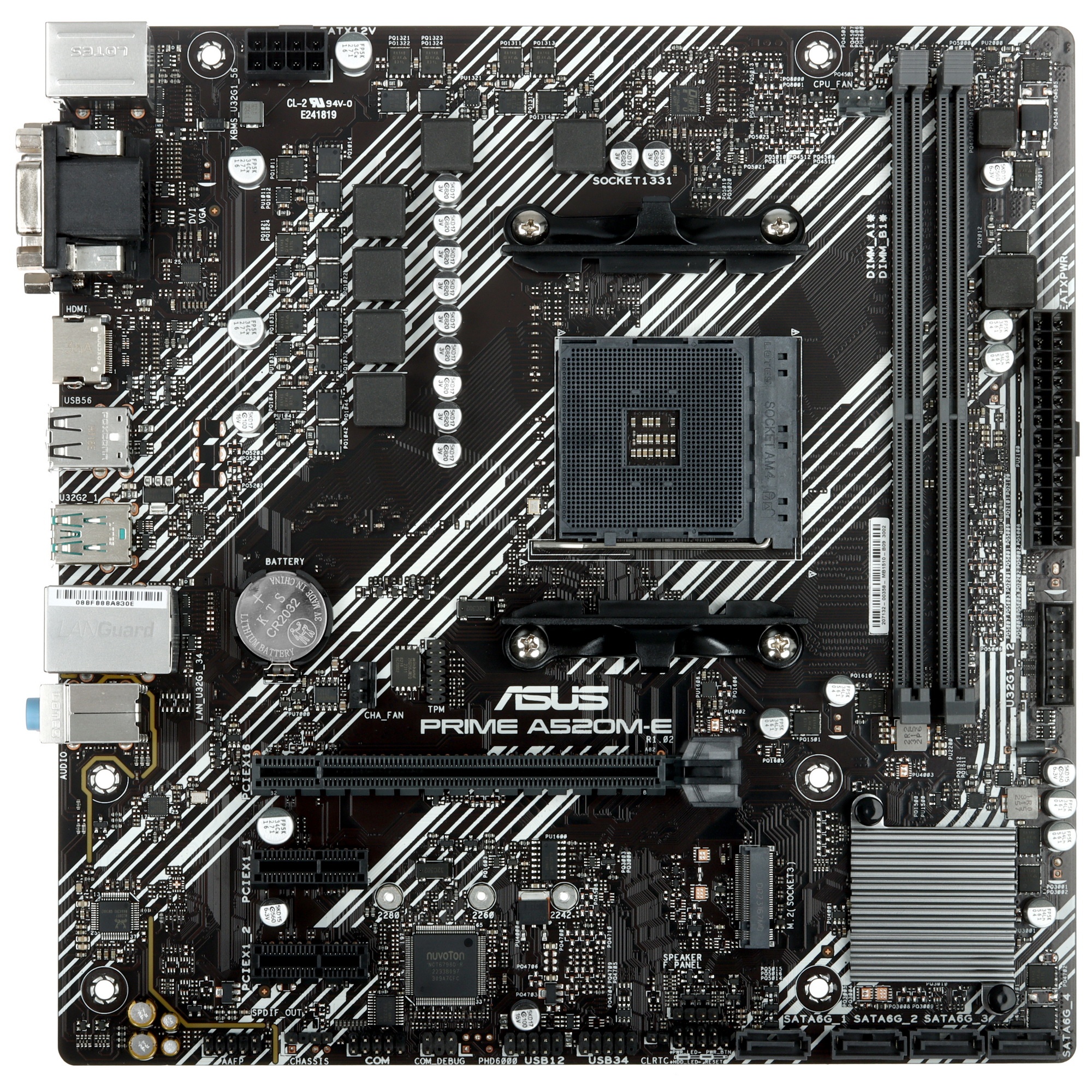 Материнская плата ASUS PRIME A520M-E/CSM, AM4, AMD A520, 2xDDR4, 4xSATA, 1xM.2, 1xPCIe 3.0 x16, 2xPC