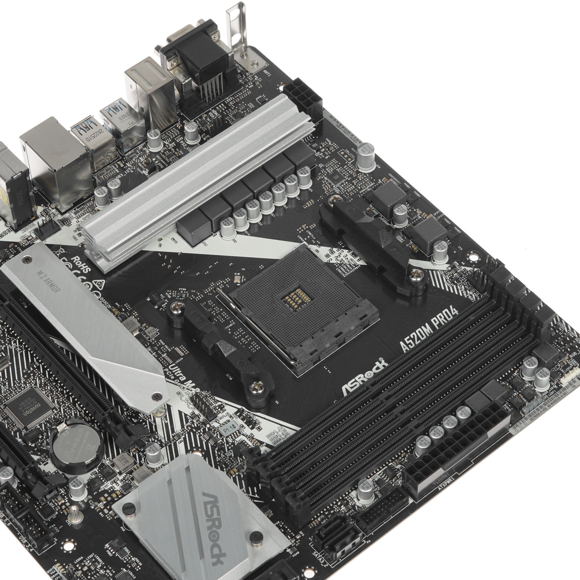 Материнская плата ASRock A520M Pro4, AM4, AMD A520, 4xDDR4, 4xSATA, 2xM.2, 1xPCI-E 3.0 x16, 1xPCI-E