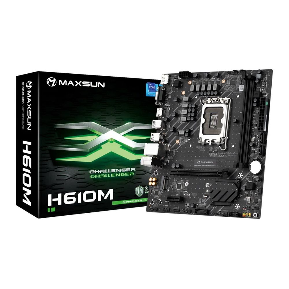 Материнская плата Maxsun Maxsun H610M, LGA 1700, Intel H610, 2xDDR4, 1xM.2, 3xSATA, 1xPCIe 4.0 x16,