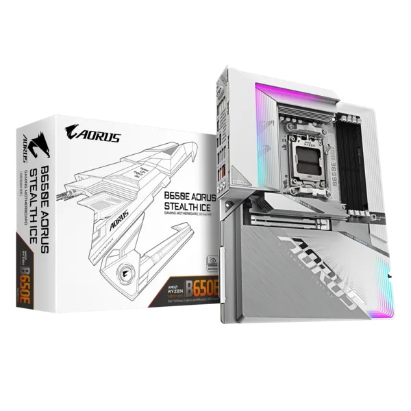 Материнская плата Gigabyte B650E AORUS STEALTH ICE, AM5, AMD B650E, 4xDDR5, 4xSATA, 3xM.2, 1xPCI-E 5