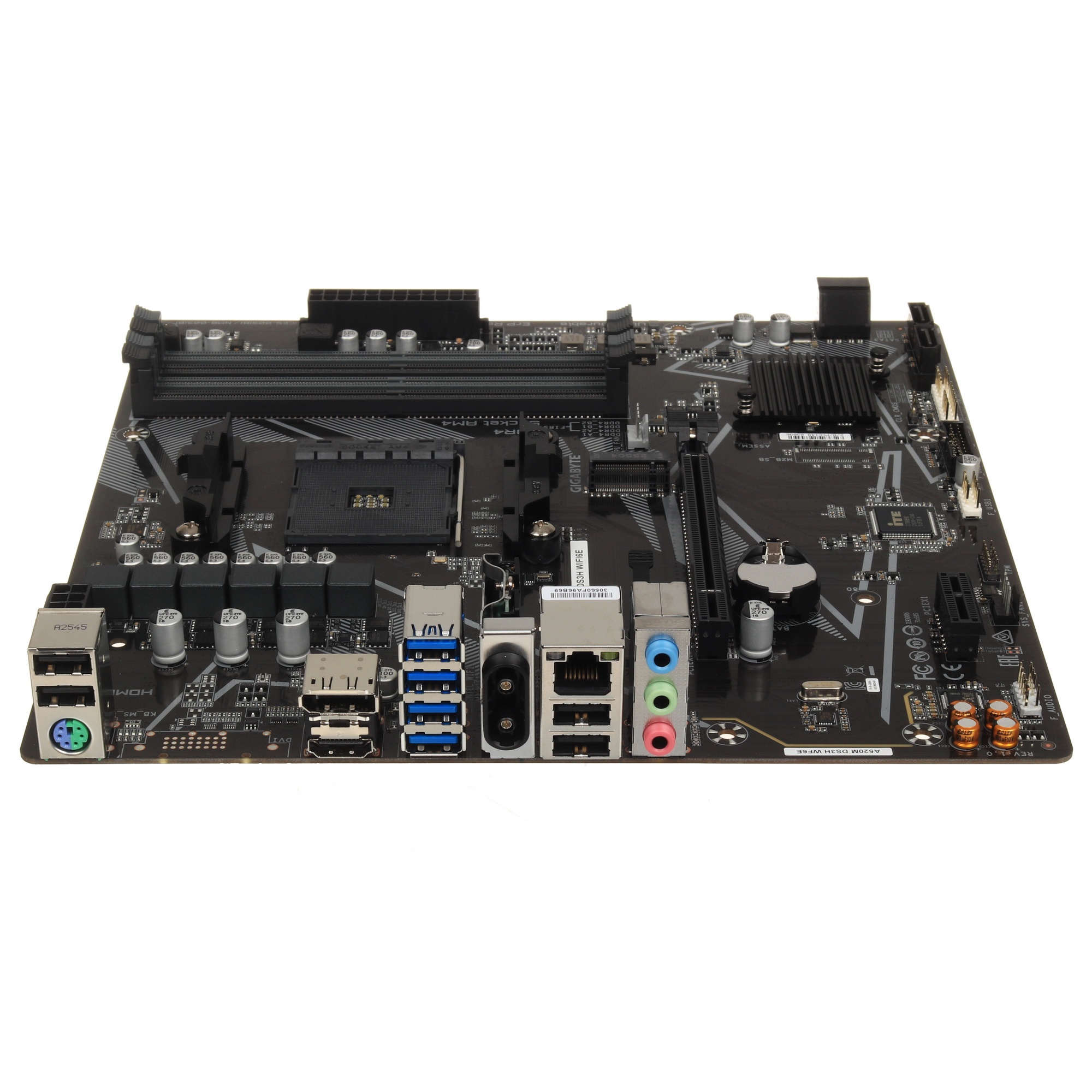 Материнская плата Gigabyte A520M DS3H WF6E A520, AM5, 4xDDR4, 1*PCI-Ex16,4*M.2, 6*USB3.2Gen1, 8*USB2