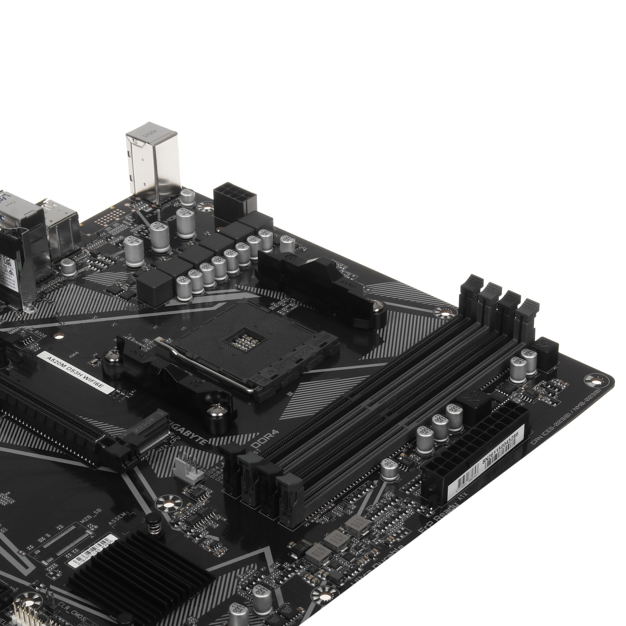 Материнская плата Gigabyte A520M DS3H WF6E A520, AM5, 4xDDR4, 1*PCI-Ex16,4*M.2, 6*USB3.2Gen1, 8*USB2