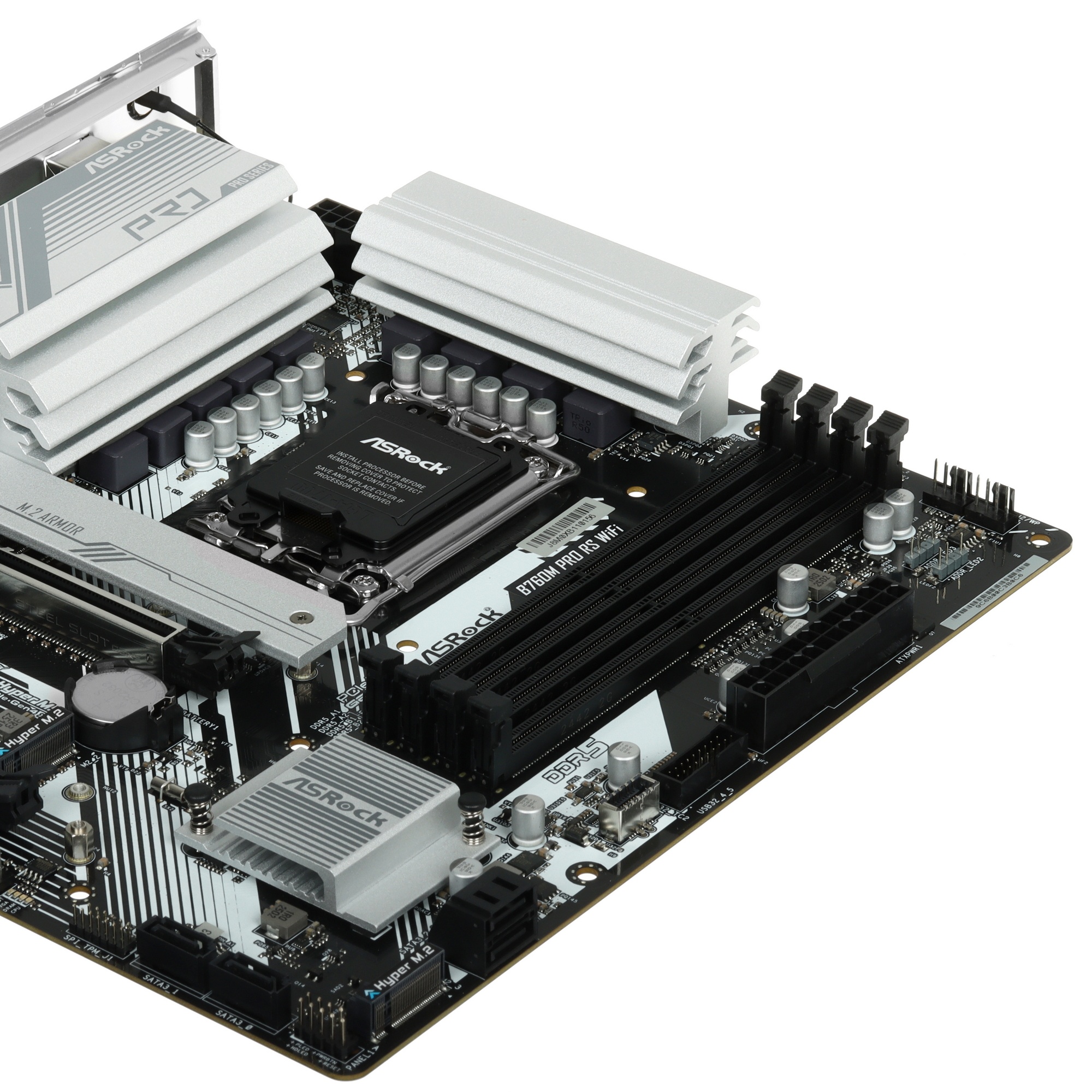 Материнская плата ASROCK B760M PRO RS WIFI, LGA1700, B760, 4*DDR5, 4*SATA, 3*M.2, 3*USB 3.2, 2*USB 2