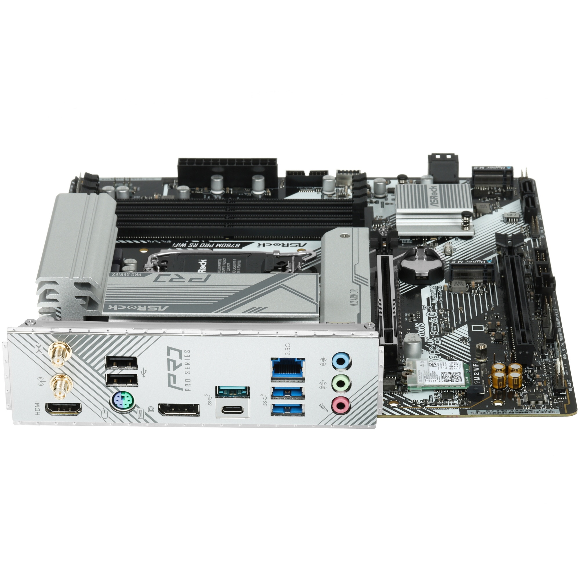 Материнская плата ASROCK B760M PRO RS WIFI, LGA1700, B760, 4*DDR5, 4*SATA, 3*M.2, 3*USB 3.2, 2*USB 2