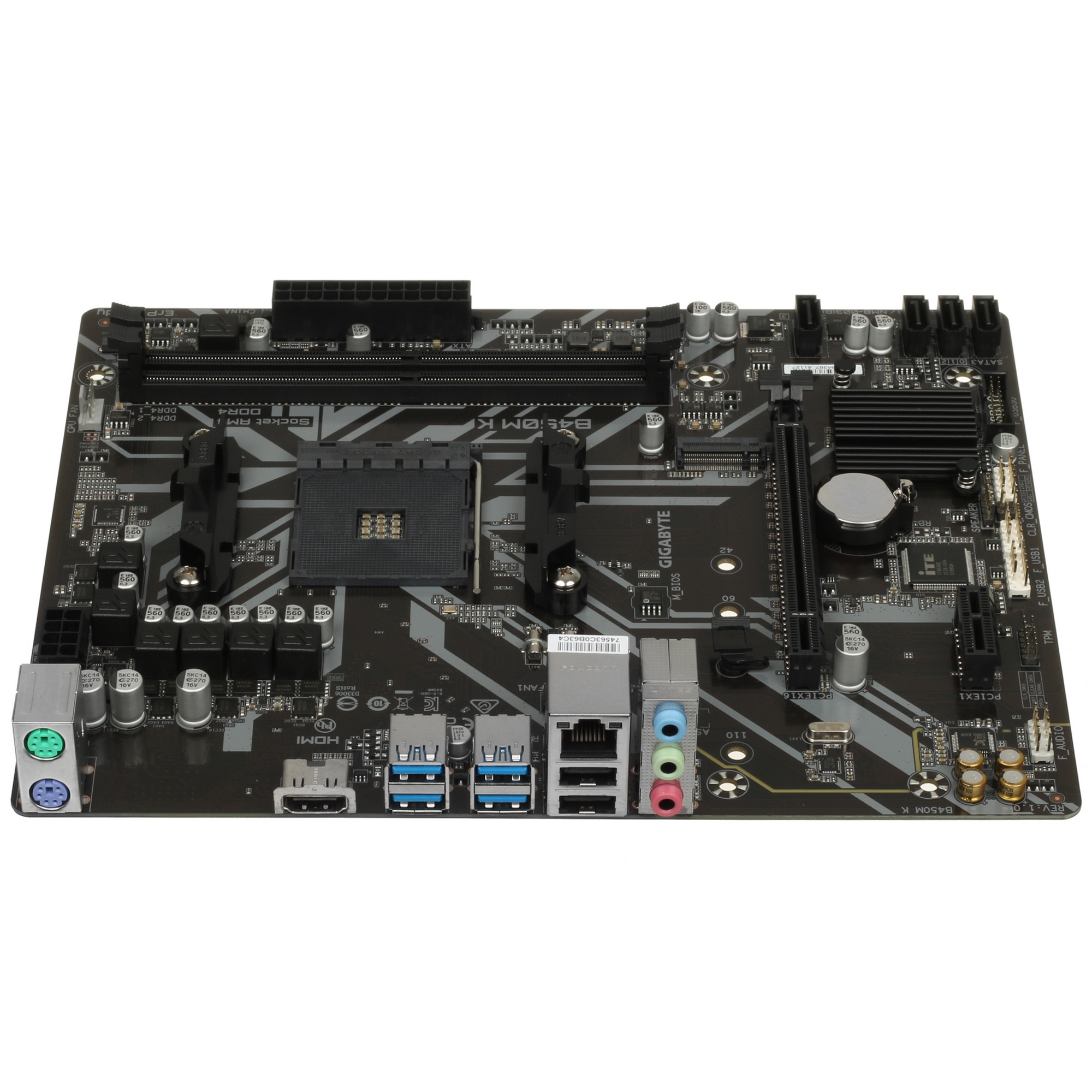 Материнская плата Gigabyte B450M K, AM4, AMD B450, 2xDDR4, 4xSATA, 1xM.2, 1xPCI-E 3.0 x16, 1xHDMI, 1