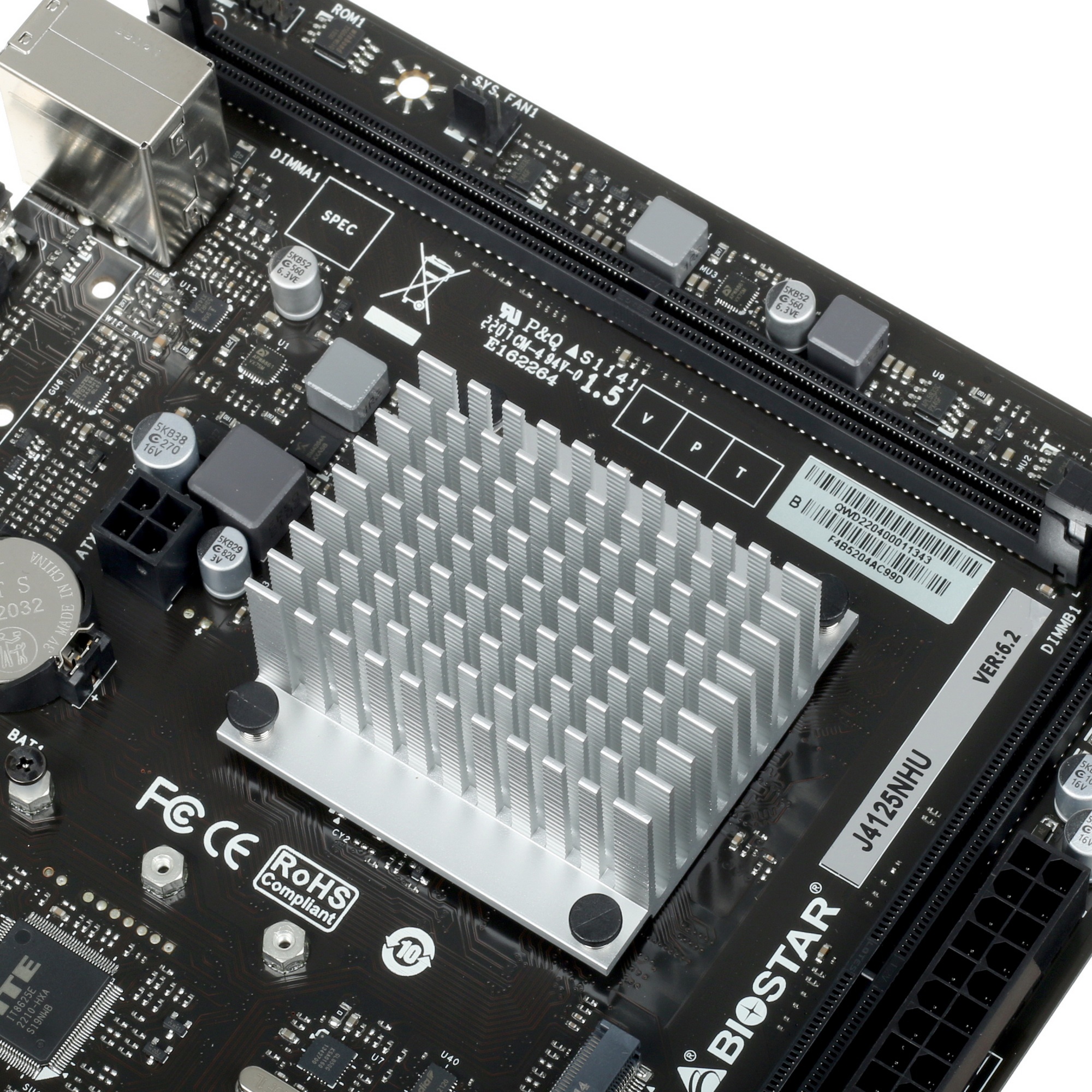 Материнская плата Biostar J4125NHU, BGA1090, Intel SoC, 2xDDR4, 2xSATA, 1xM.2 (PCIe 2.0 x2), 1xPCIe