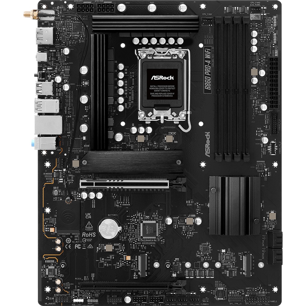Материнская плата ASRock B860 Pro-A WiFi, LGA 1851, Intel B860, 4xDDR5, 4xSATA, 3xM.2, 1xPCIe 5.0 x1