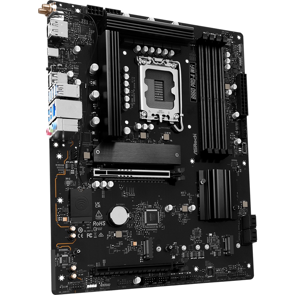 Материнская плата ASRock B860 Pro-A WiFi, LGA 1851, Intel B860, 4xDDR5, 4xSATA, 3xM.2, 1xPCIe 5.0 x1