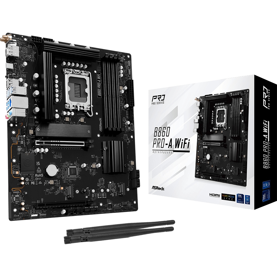 Материнская плата ASRock B860 Pro-A WiFi, LGA 1851, Intel B860, 4xDDR5, 4xSATA, 3xM.2, 1xPCIe 5.0 x1