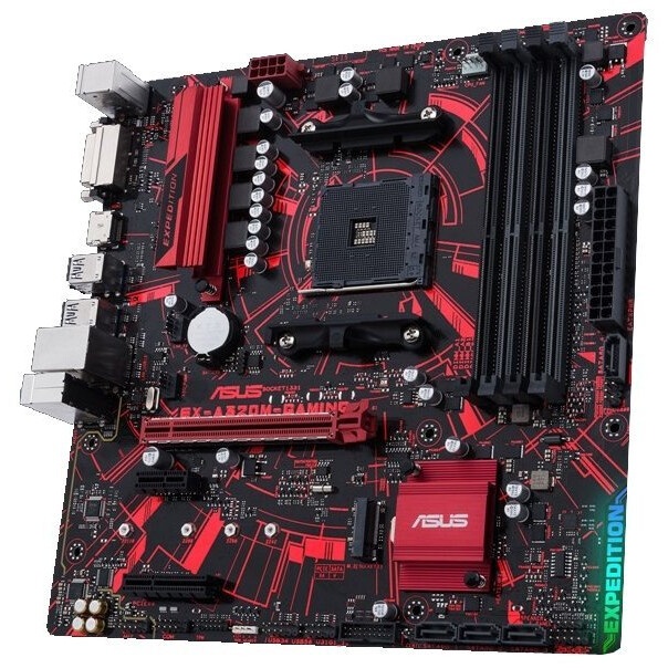 Материнская плата ASUS AM4 A320 EX-A320M-GAMING, AM4, AMD A320, 2xDDR4, 4xSATA, 1xPCIe 3.0 x4, 1xDVI