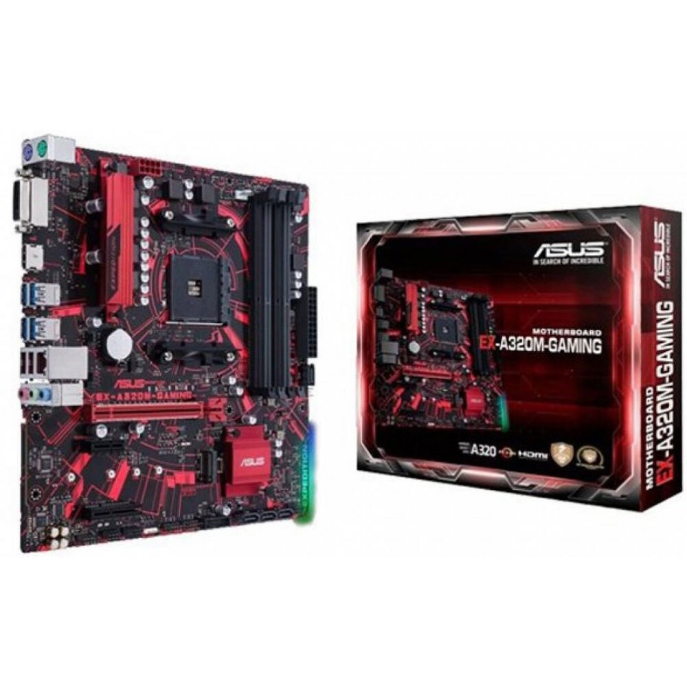 Материнская плата ASUS AM4 A320 EX-A320M-GAMING, AM4, AMD A320, 2xDDR4, 4xSATA, 1xPCIe 3.0 x4, 1xDVI