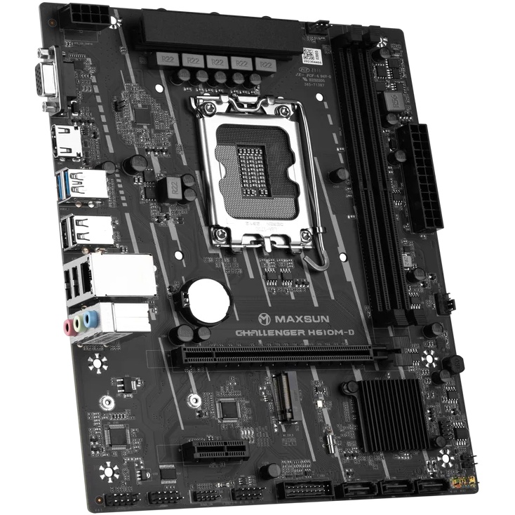 Материнская плата Maxsun MS-Challenger H610M-D, LGA 1700, Intel H610, 2xDDR4, 3xSATA, 1xM.2, 1xPCIe