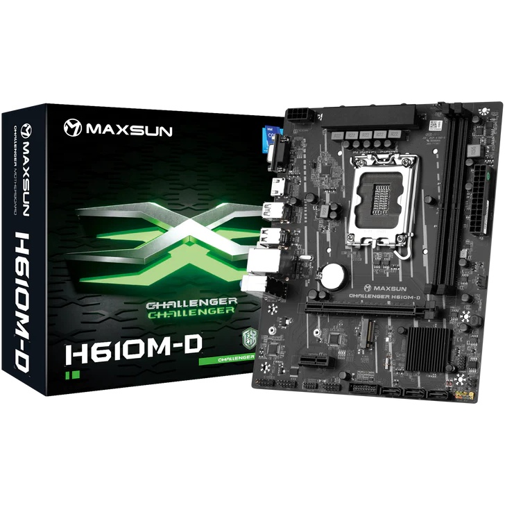 Материнская плата Maxsun MS-Challenger H610M-D, LGA 1700, Intel H610, 2xDDR4, 3xSATA, 1xM.2, 1xPCIe