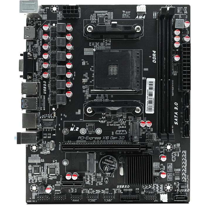 Материнская плата CBR A320M, AM4, AMD A320, 2xDDR4, 4xSATA, 1xM.2, 1xPCIe 3.0 x16, 1xPCIe x1, 1xHDMI