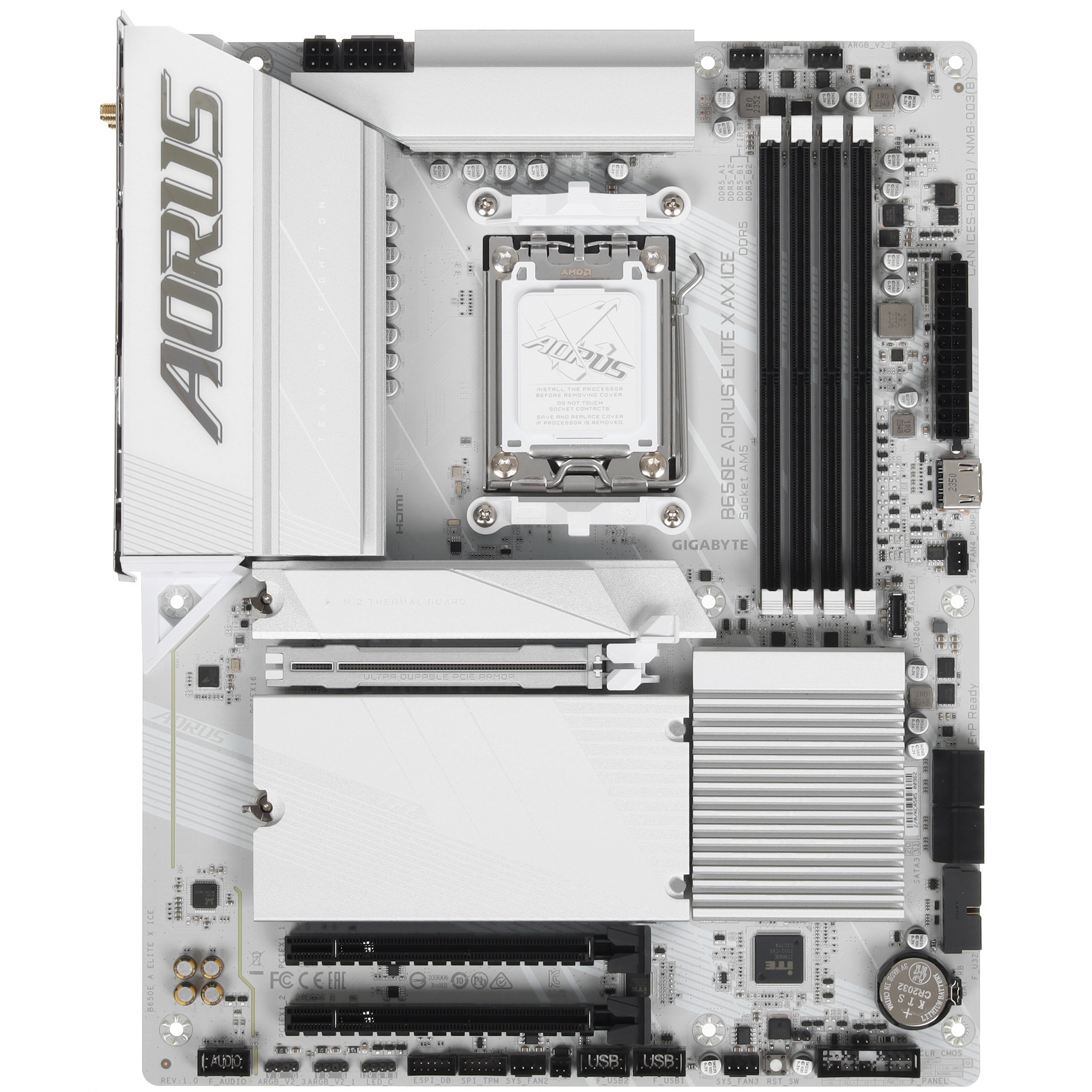 Материнская плата Gigabyte B650E AORUS ELITE X AX ICE, AM5, AMD B650, 4xDDR5, 4xSATA, 3xM.2, 1xPCI-E