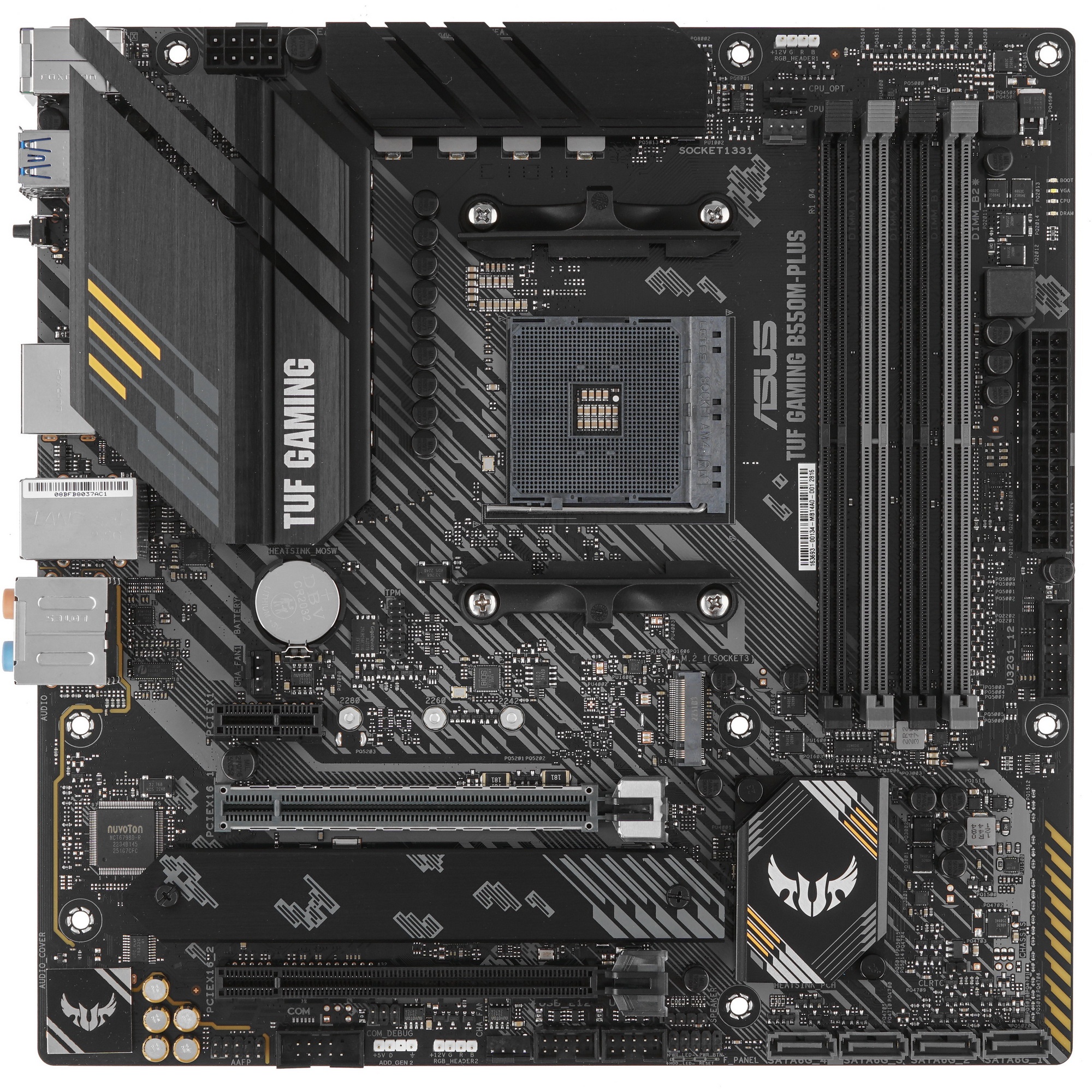 Материнская плата ASUS TUF GAMING B550M-PLUS, AM4, AMD B550, 4xDDR4, 4xSATA, 2xM.2, 1xPCIe 4.0 x16,