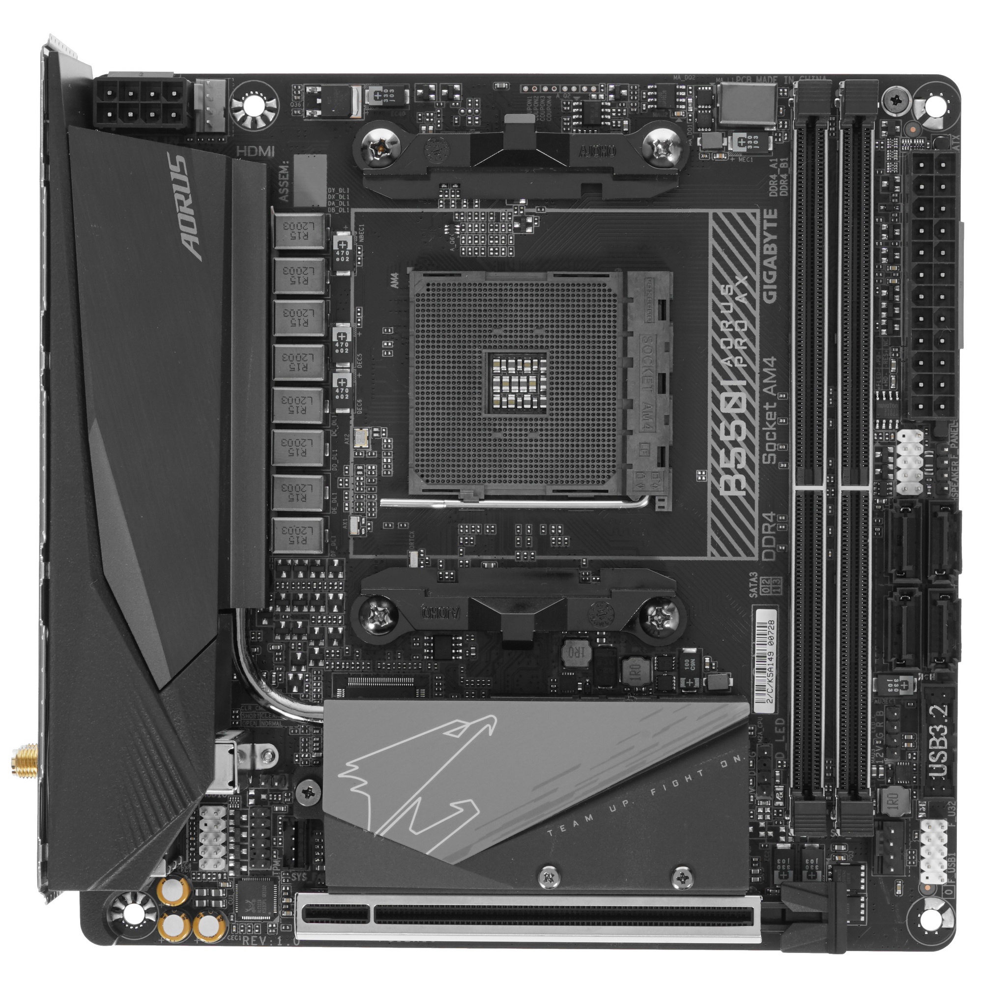 Материнская плата Gigabyte B550I AORUS PRO AX, AM4, AMD B550, 2xDDR4, 4xSATA, 2xM.2, 1xPCIe 4.0 x16,