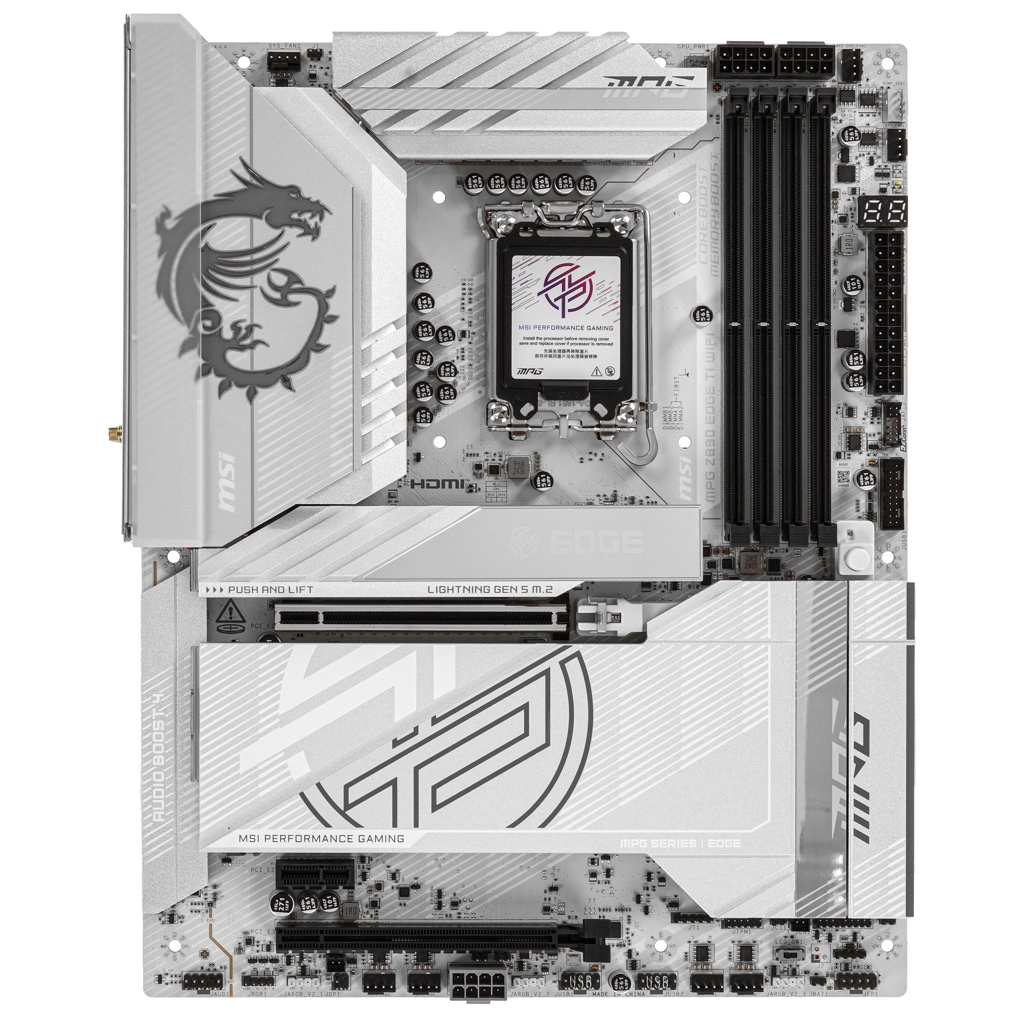 Материнская плата MSI MPG Z890 EDGE TI WIFI, LGA 1851, Intel Z890, 4xDDR5, 4xSATA, 5xM.2, 1xPCIe 5.0