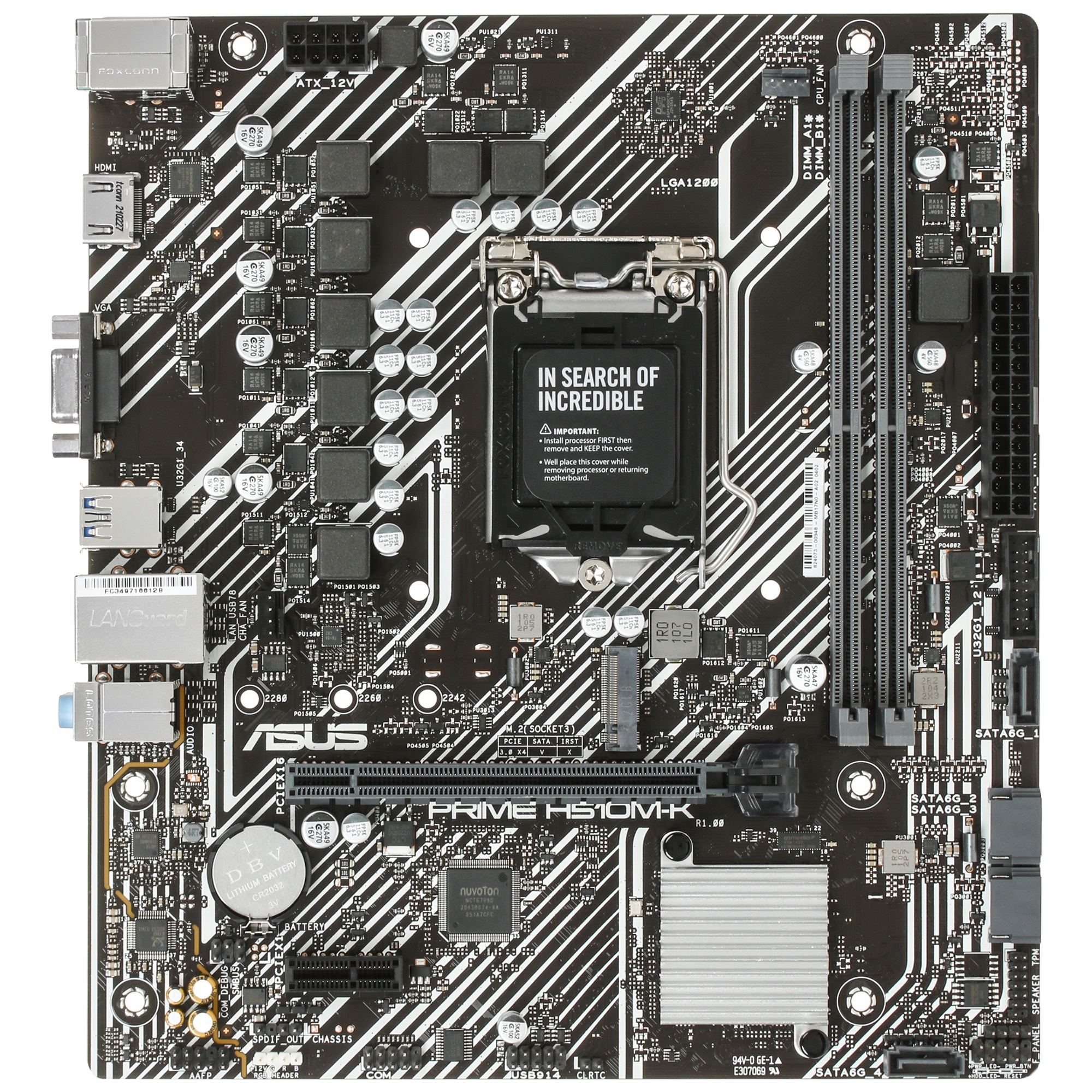 Материнская плата ASUS PRIME H510M-K, LGA 1200, Intel H510, 2xDDR4, 4xSATA, 1xM.2, 1xPCIe 4.0 x16, 1