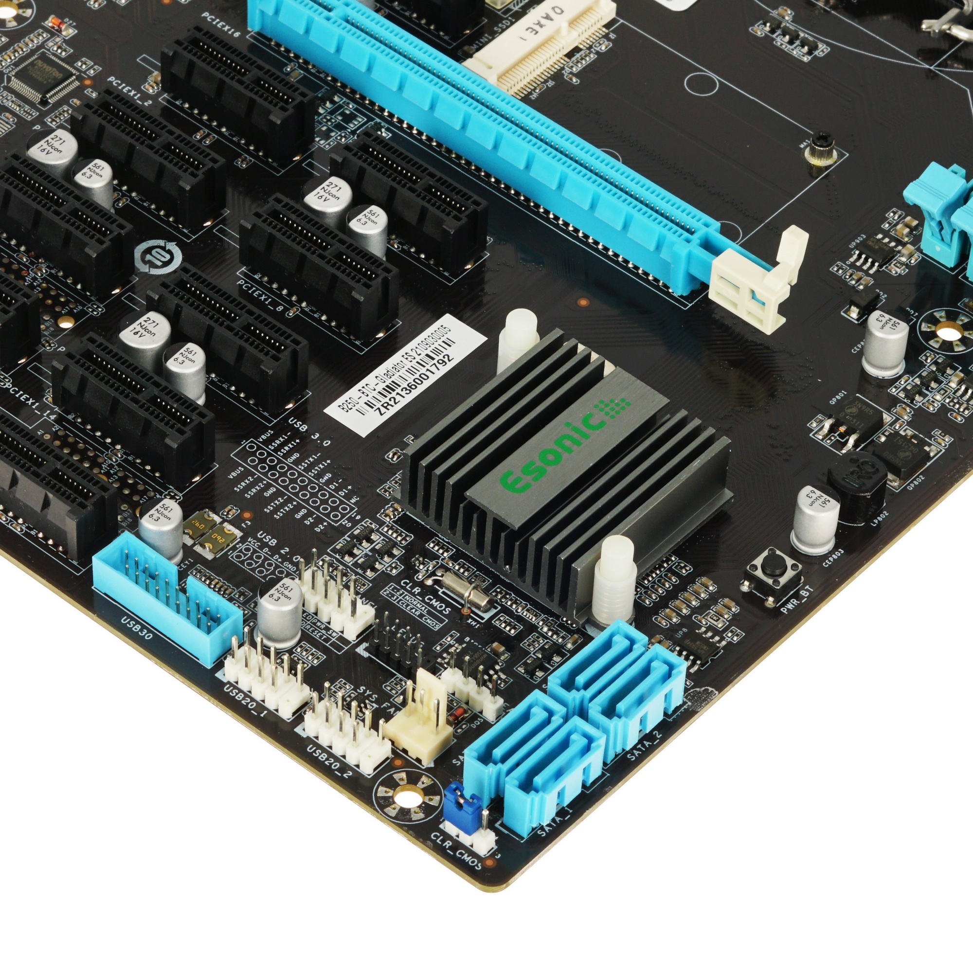 Материнская плата для майнинга Esonic B250-BTC-Gladiator, LGA 1151, Intel B250, 2xDDR4, 4xSATA, 1xPC