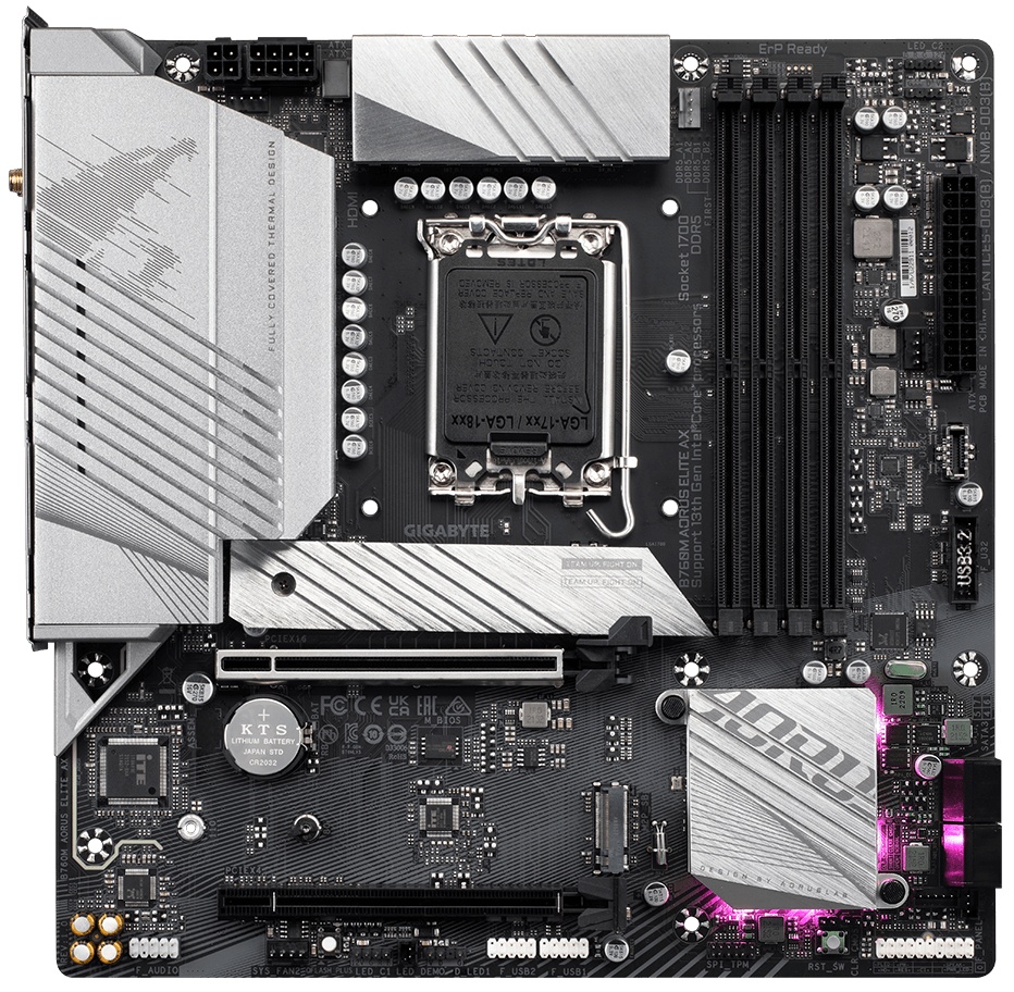 Материнская плата Gigabyte B760M AORUS ELITE AX, LGA 1700, Intel B760, 4xDDR5, 4xSATA, 2xM.2, 1xPCIe