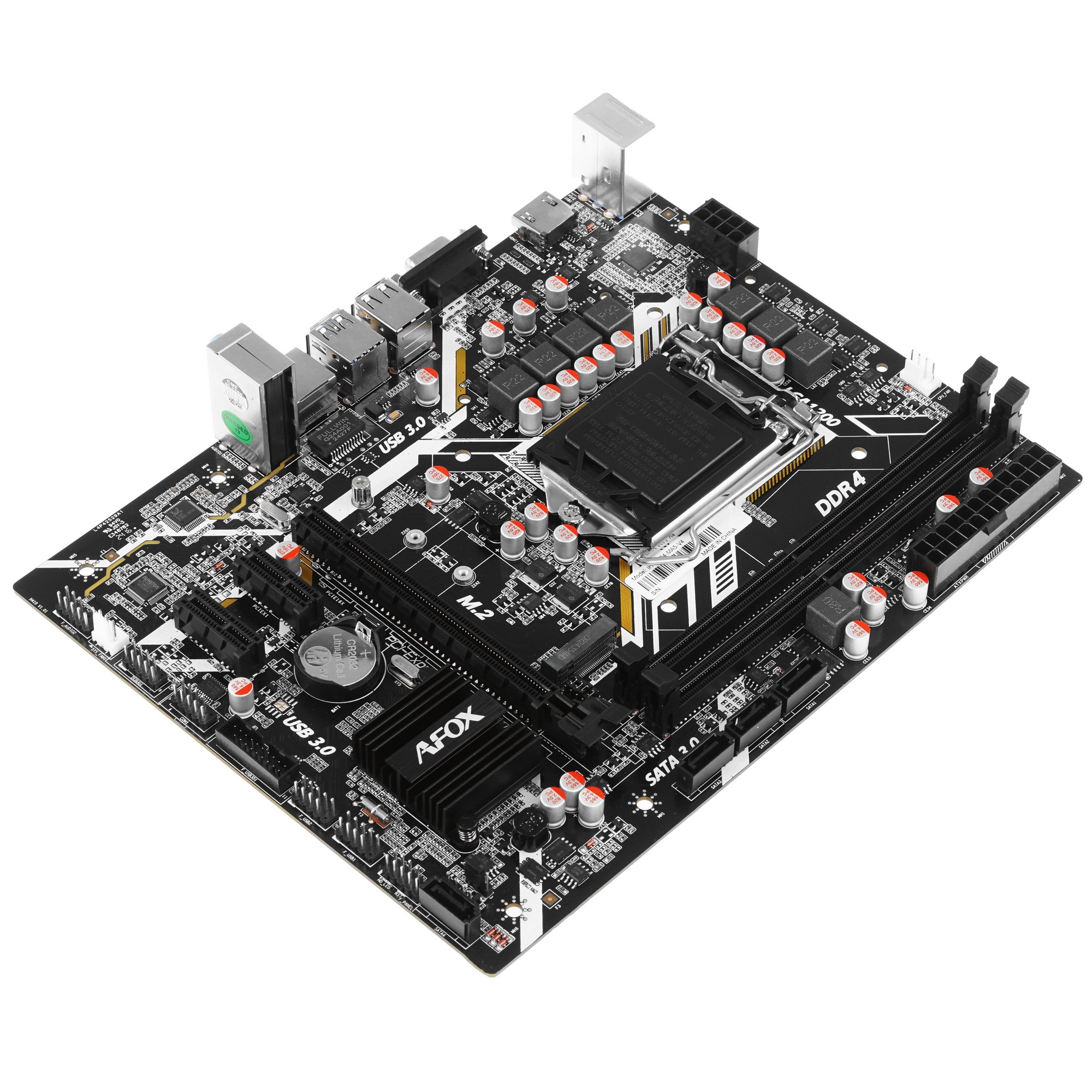 Материнская плата AFOX IH410D4-MA5-V4, LGA 1200, Intel B460, 2xDDR4, 4xSATA, 1xM.2, 1xPCIe 3.0 x16,