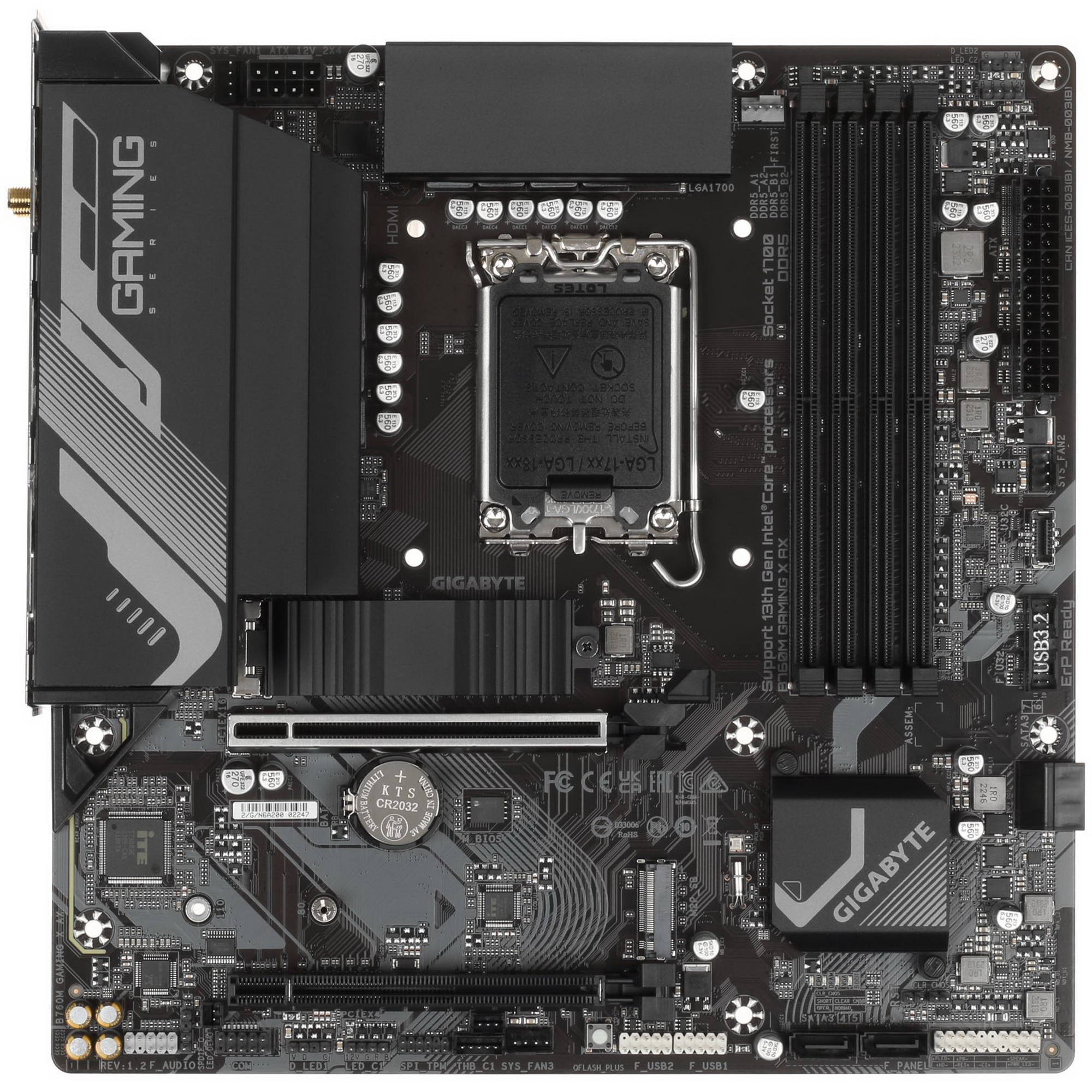 Материнская плата Gigabyte B760M GAMING X AX, LGA 1700, Intel B760, 4xDDR5, 4xSATA, 2xM.2, 1xPCIe 4.
