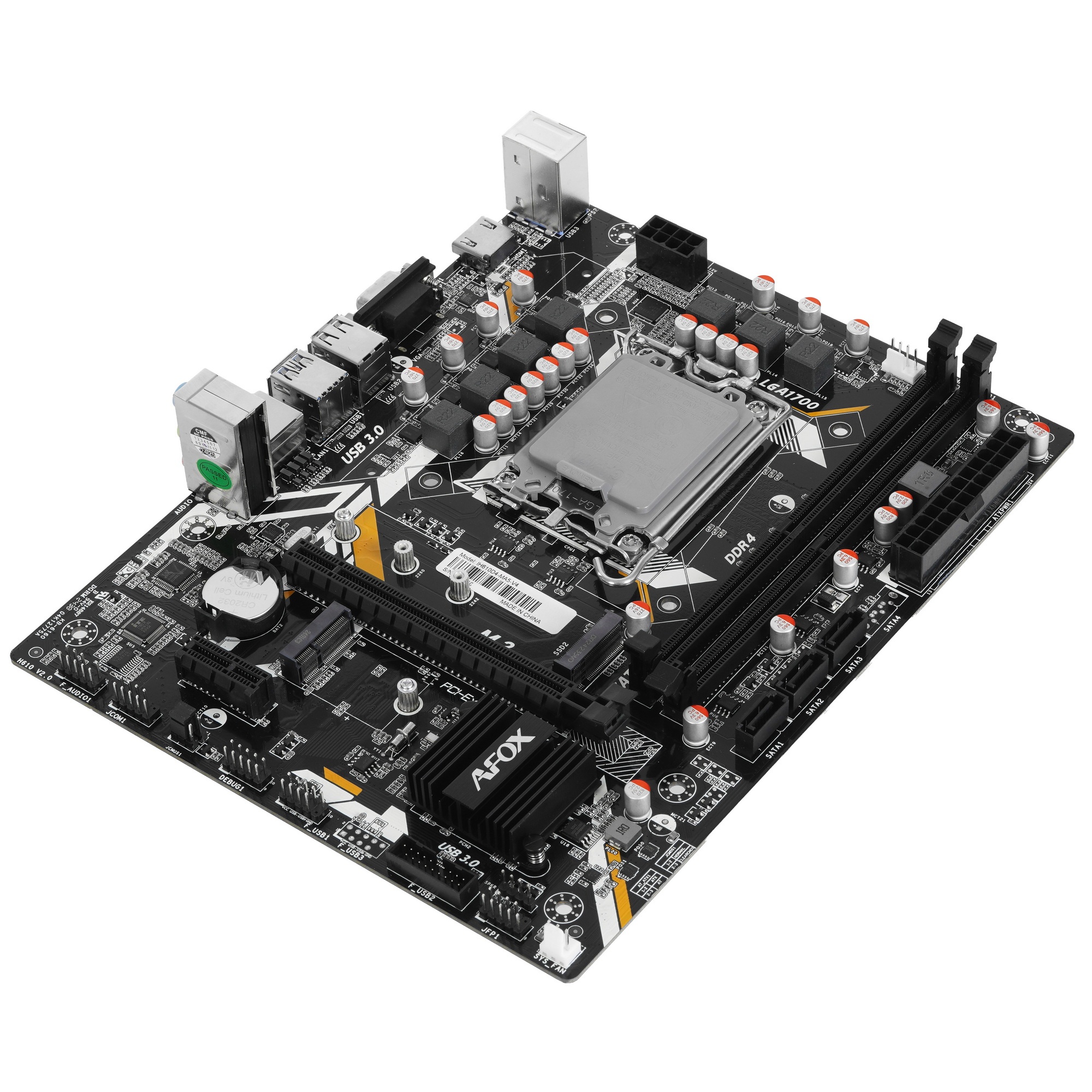 Материнская плата AFOX IH610D4-MA5-V4, LGA 1700, Intel H610, 2xDDR4, 3xSATA, 1xM.2, 1xPCIe 4.0 x16,