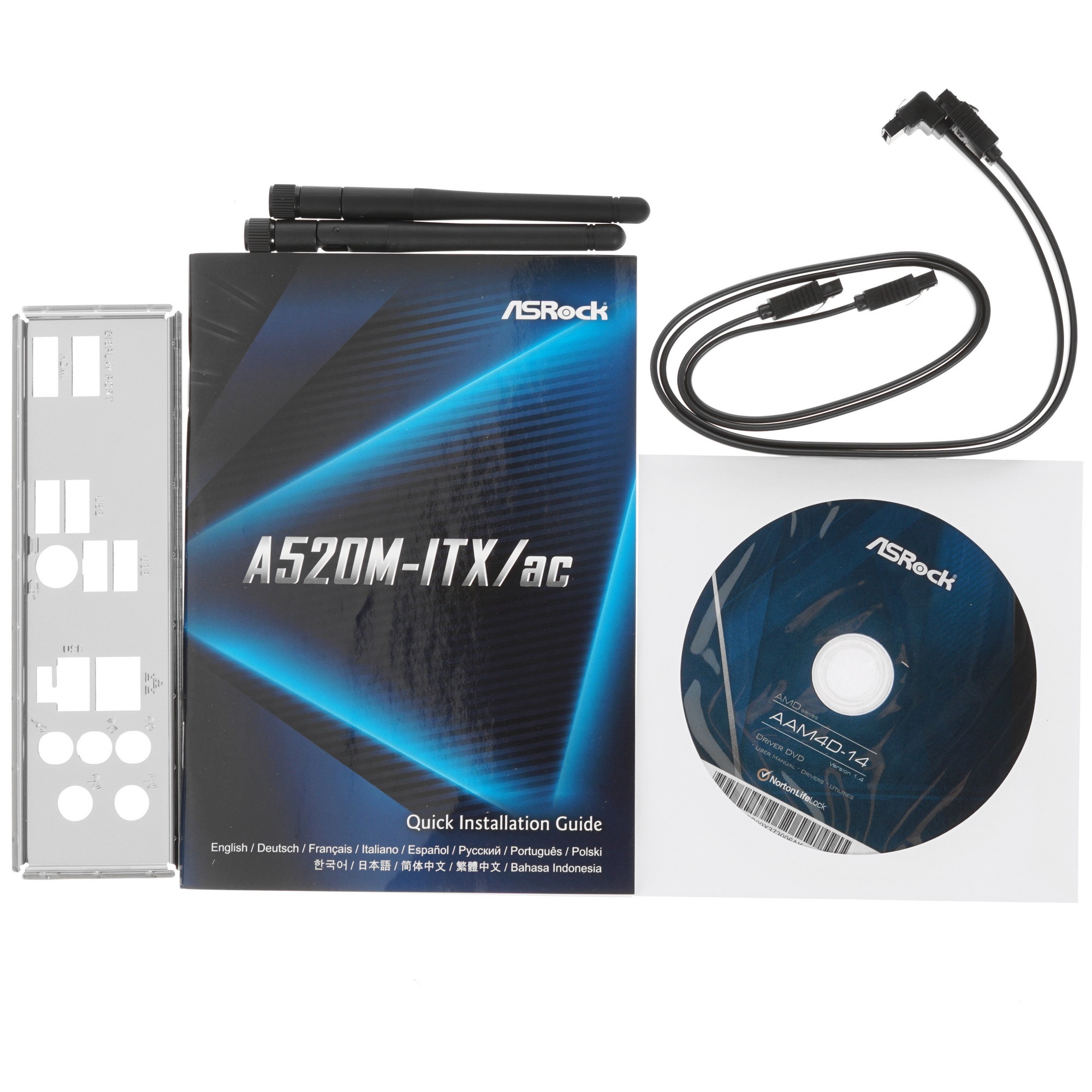 Материнская плата ASRock A520M-ITX/AC, AM4, AMD A520, 2xDDR4, 4xSATA, 1xM.2 PCIe, 1xPCIe 3.0 x16, 1x