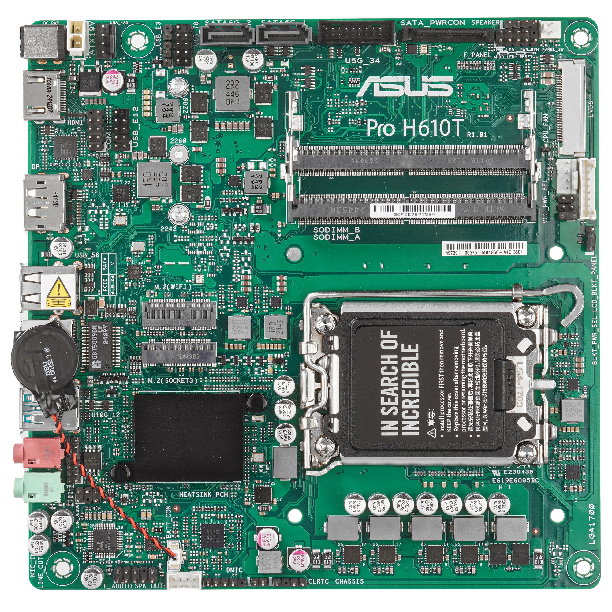 Материнская плата ASUS Pro H610T-CSM, LGA 1700, Intel H610, 2xDDR5, 2xSATA, 1xM.2, 1xPCIe x1, 1xHDMI