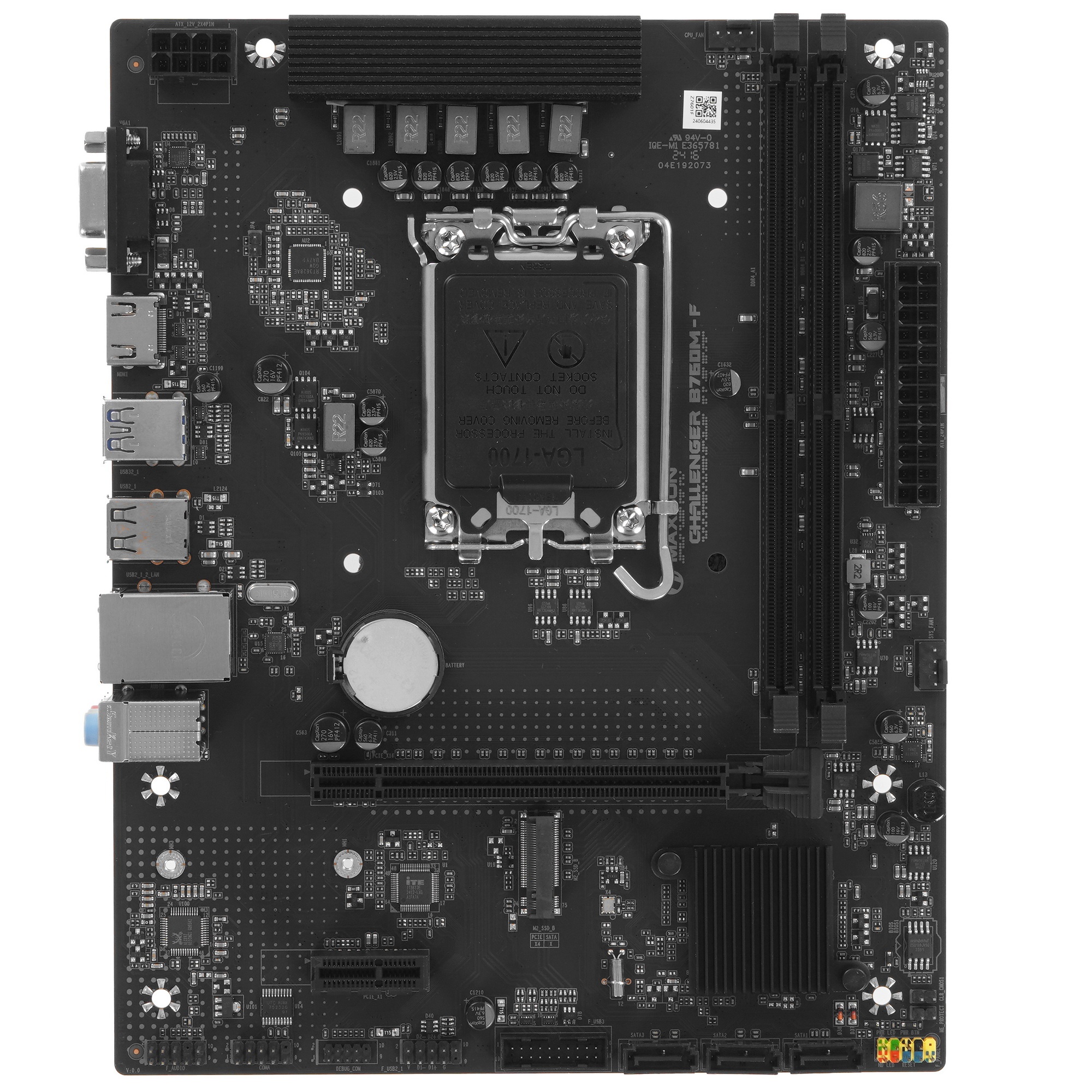 Материнская плата Maxsun Challenger B760M-F, LGA 1700, Intel B760, 2xDDR4, 3xSATA III, 2xM.2, 1xPCIe