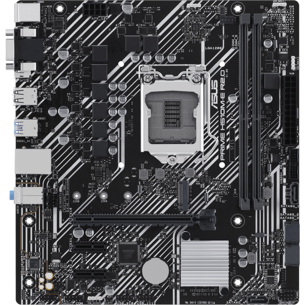 Материнская плата ASUS PRIME H510M-E R2.0, LGA 1200, Intel H470, 2xDDR4, 4xSATA, 1xM.2, 1xPCIe 4.0 x
