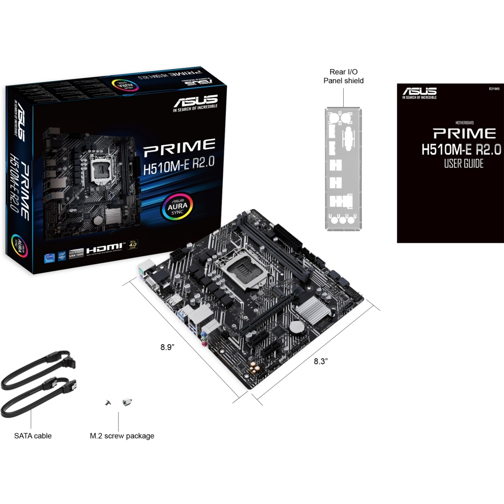 Материнская плата ASUS PRIME H510M-E R2.0, LGA 1200, Intel H470, 2xDDR4, 4xSATA, 1xM.2, 1xPCIe 4.0 x
