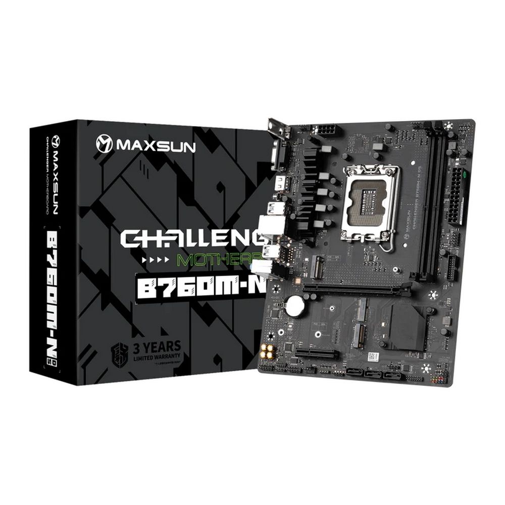 Материнская плата Maxsun Challenger B760M-N D5, LGA 1700, Intel B760, 2xDDR5, 3xSATA, 2xM.2, 1xPCIe